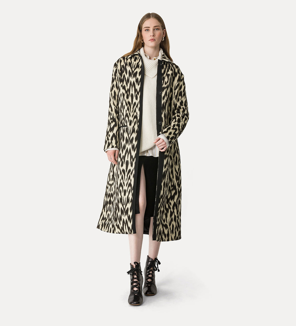 cappotto elegante in jacquard “moiré” honey