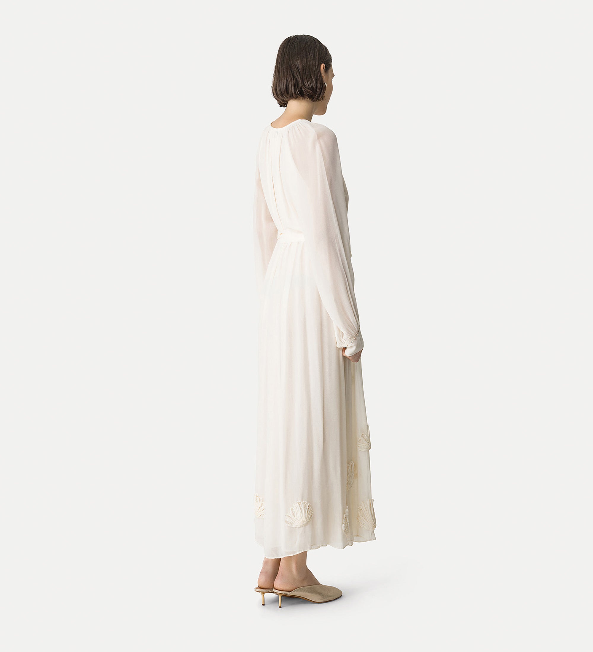 georgette dress with “lunamaris” embroidery white