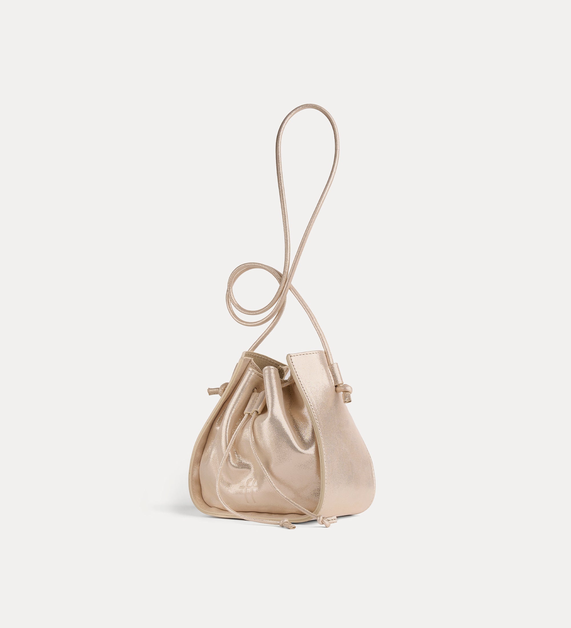 small laminated bucket bag yellow gold