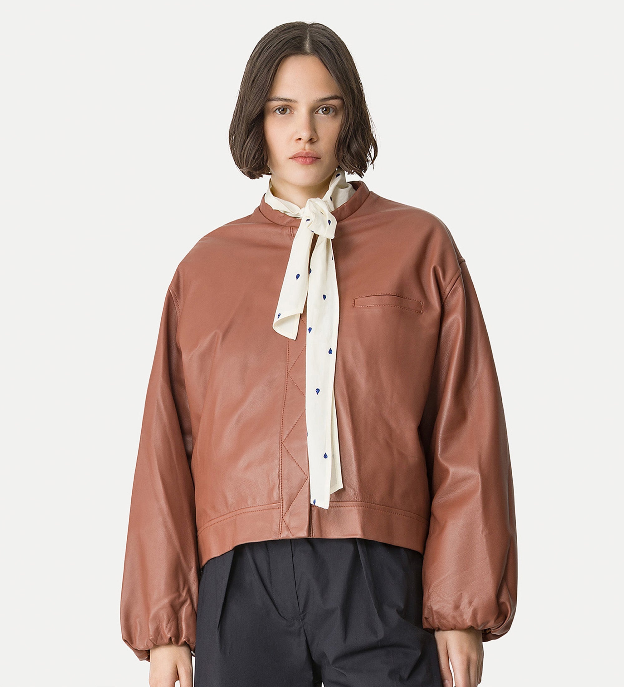 nappa leather bomber jacket brown