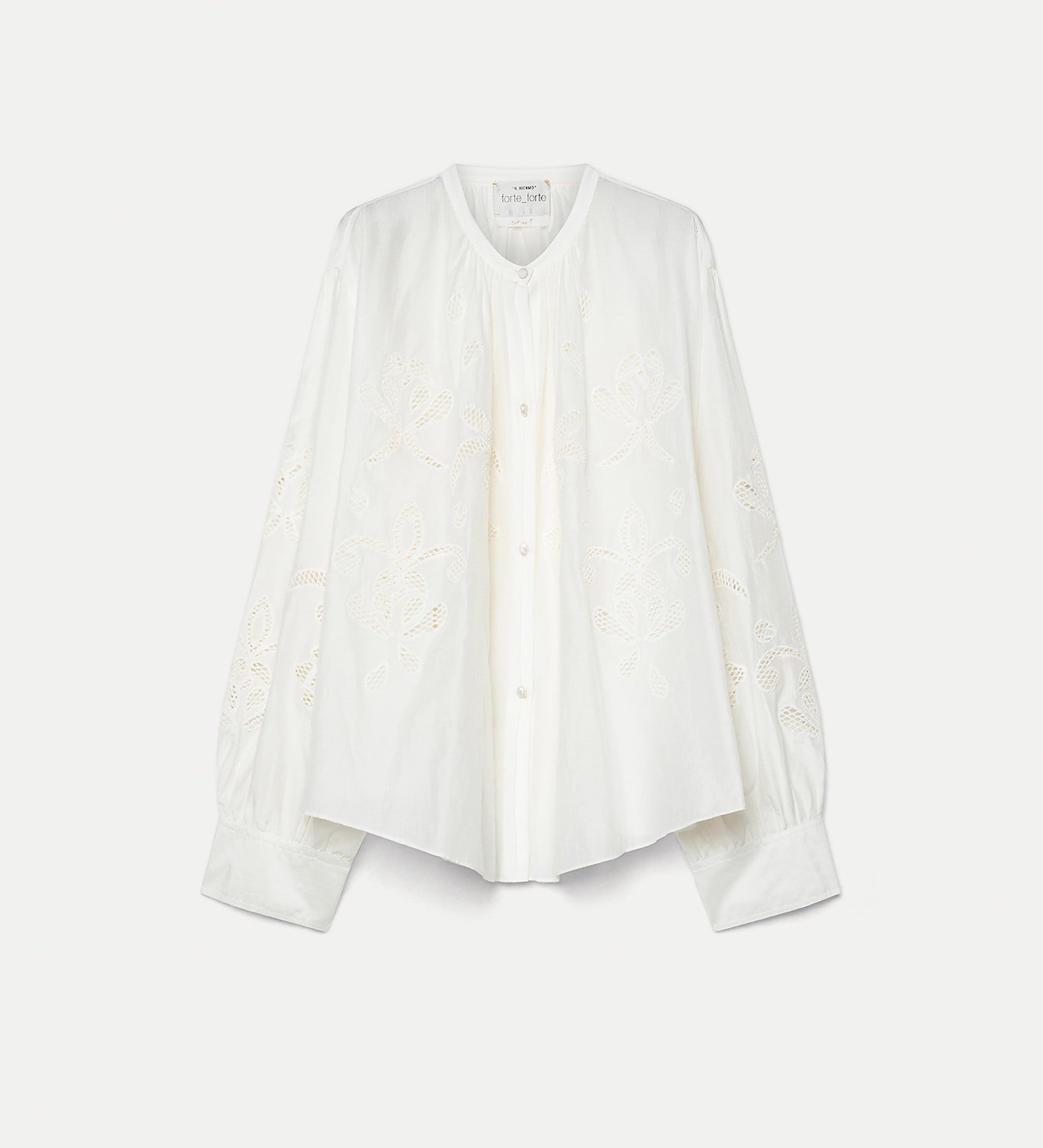 camicia bohemienne voile co/se ricamo "lunamaris" avorio