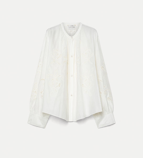 bohemian voile shirt with “lunamaris” embroidery avorio | forte_forte