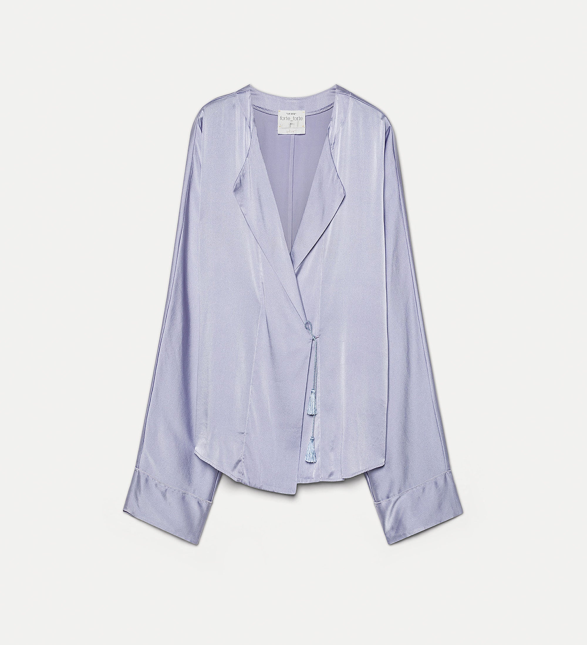 camicia incrociata raso seta stretch shiny lilac