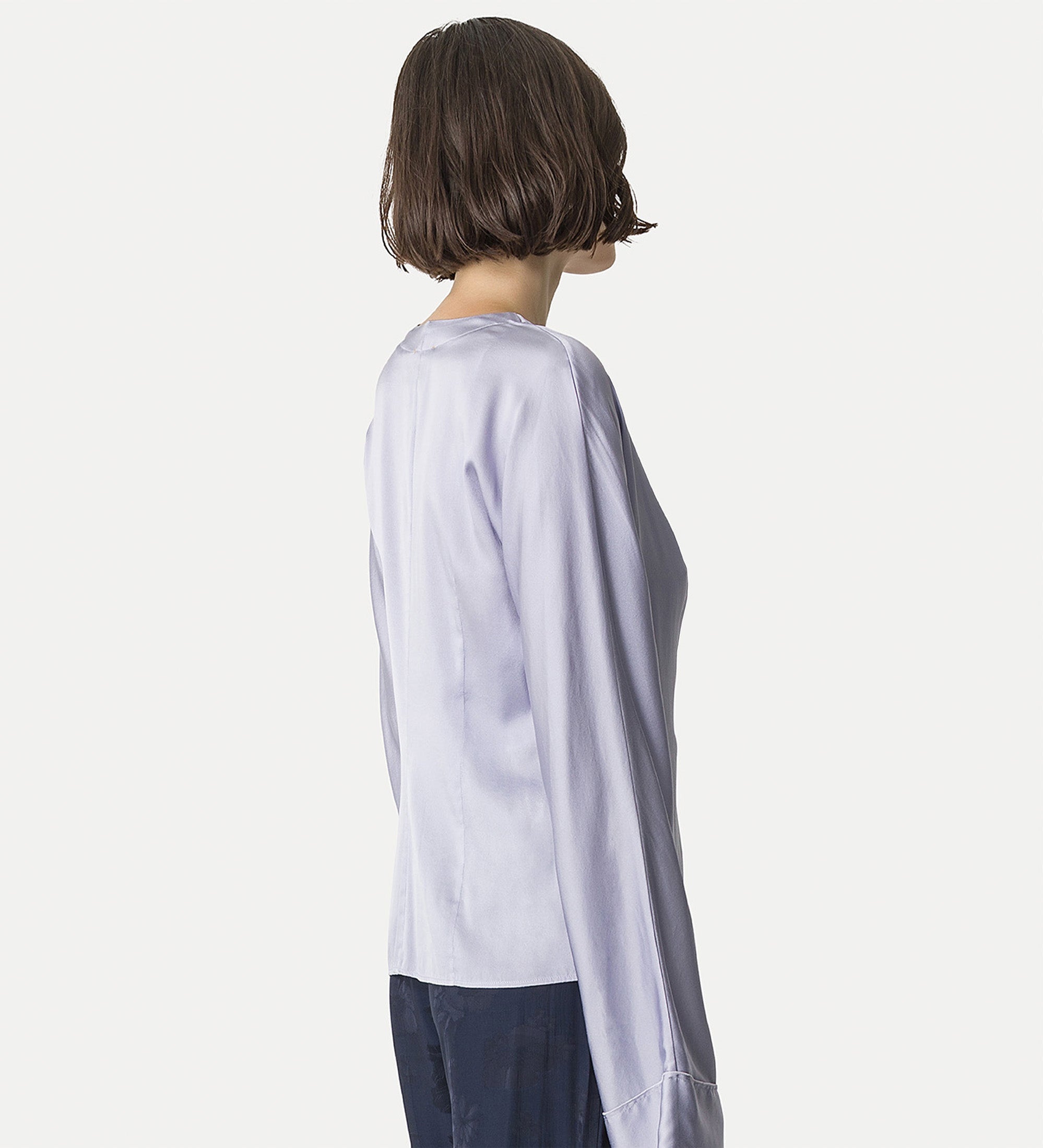 wrap silk—satin shirt lilac