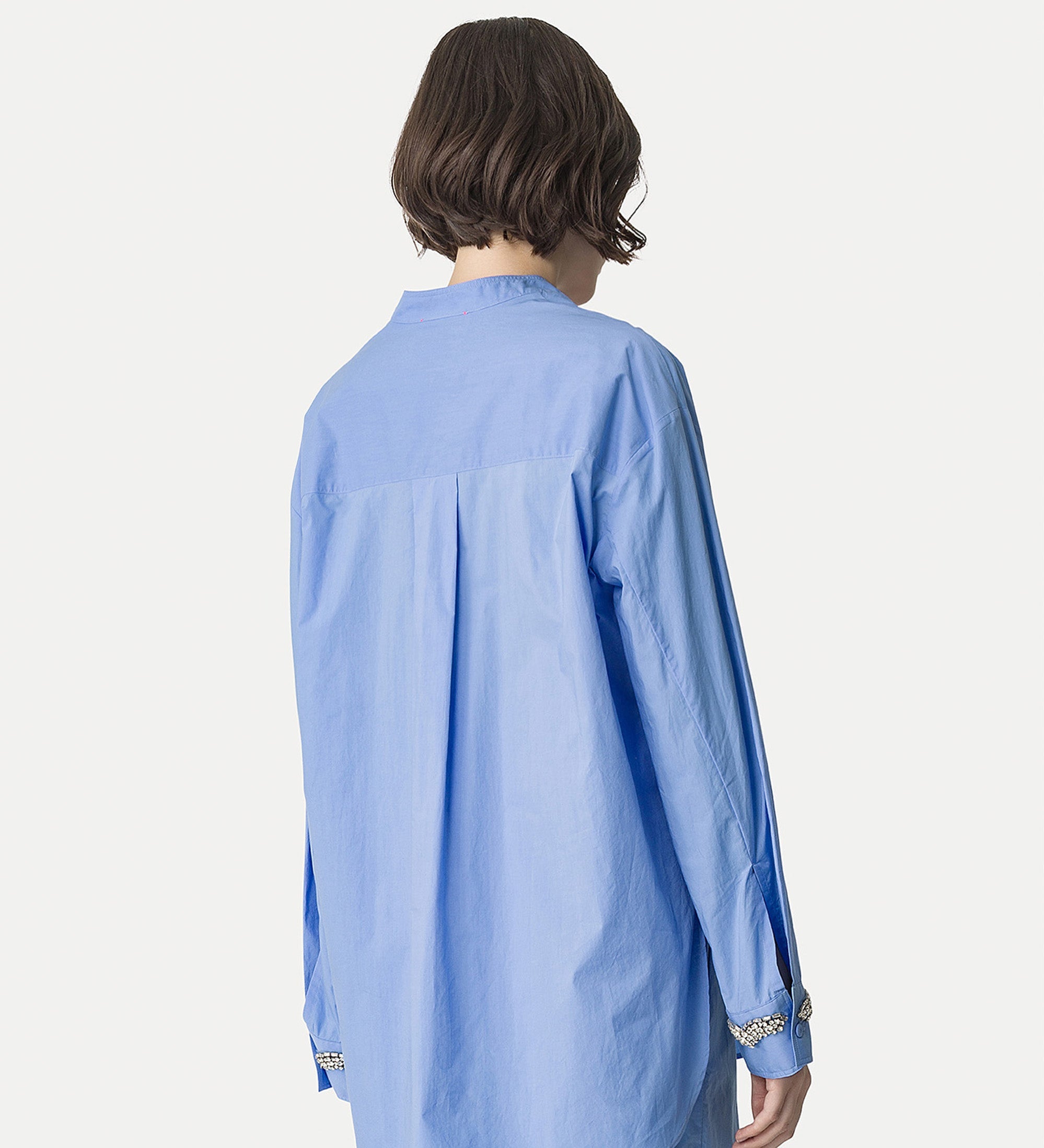 men’s—style shirt with embroidery light blue