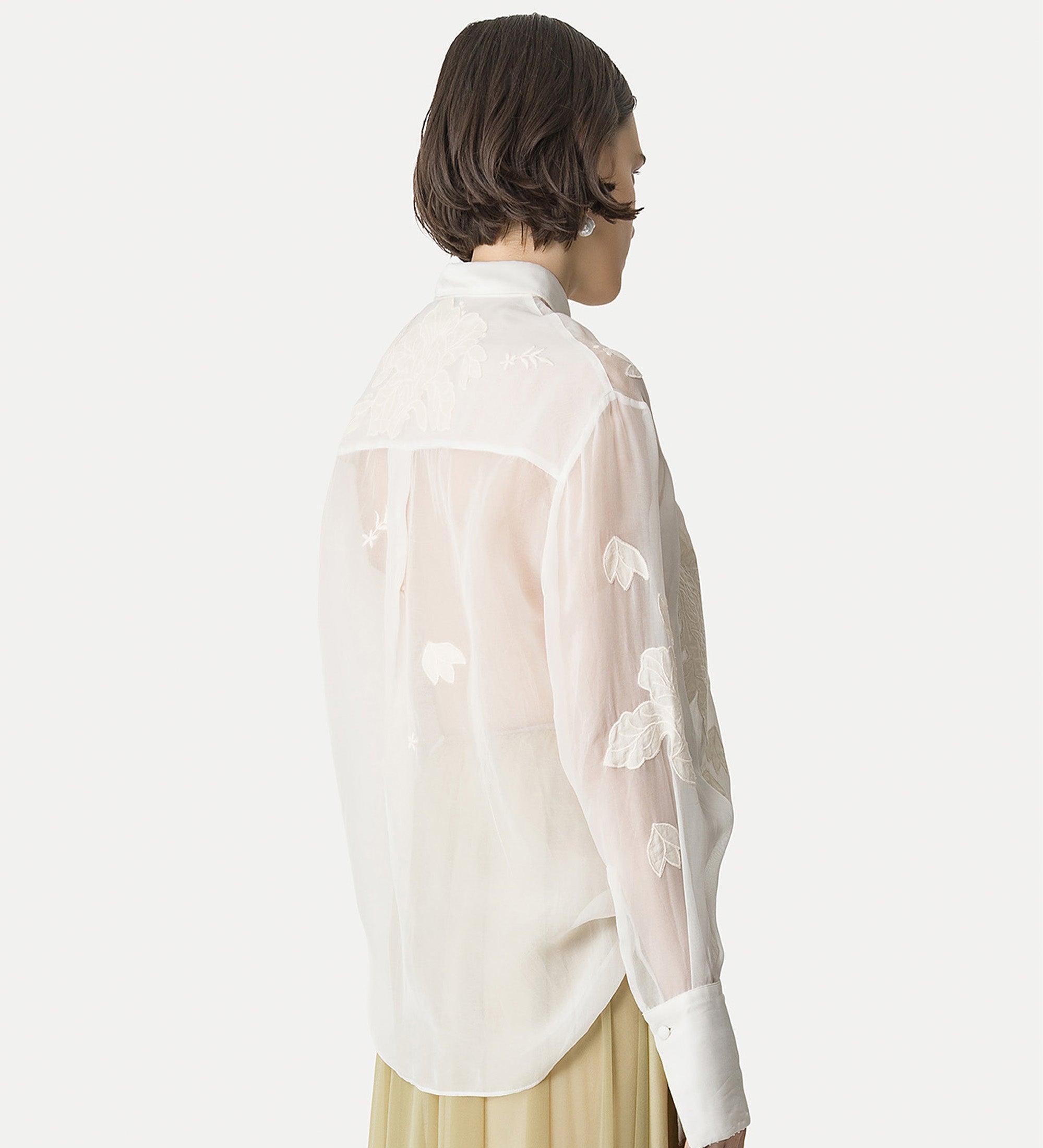 organza shirt with embroidery “iris velvet” white