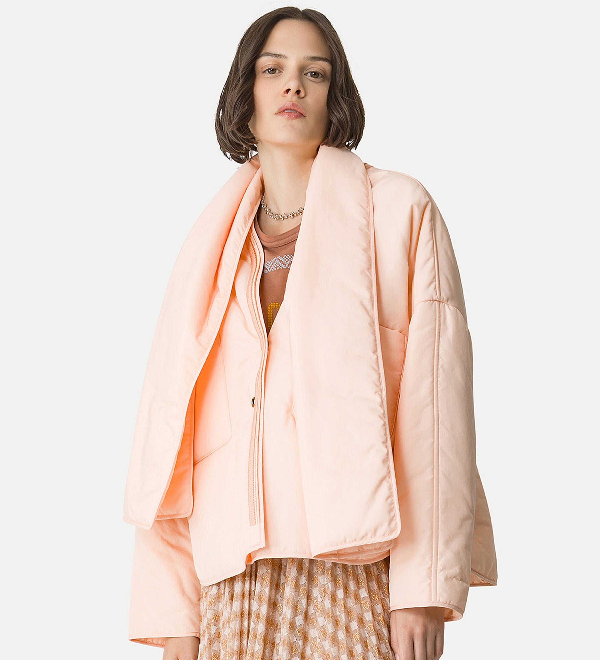 winter kimono with scarf pink