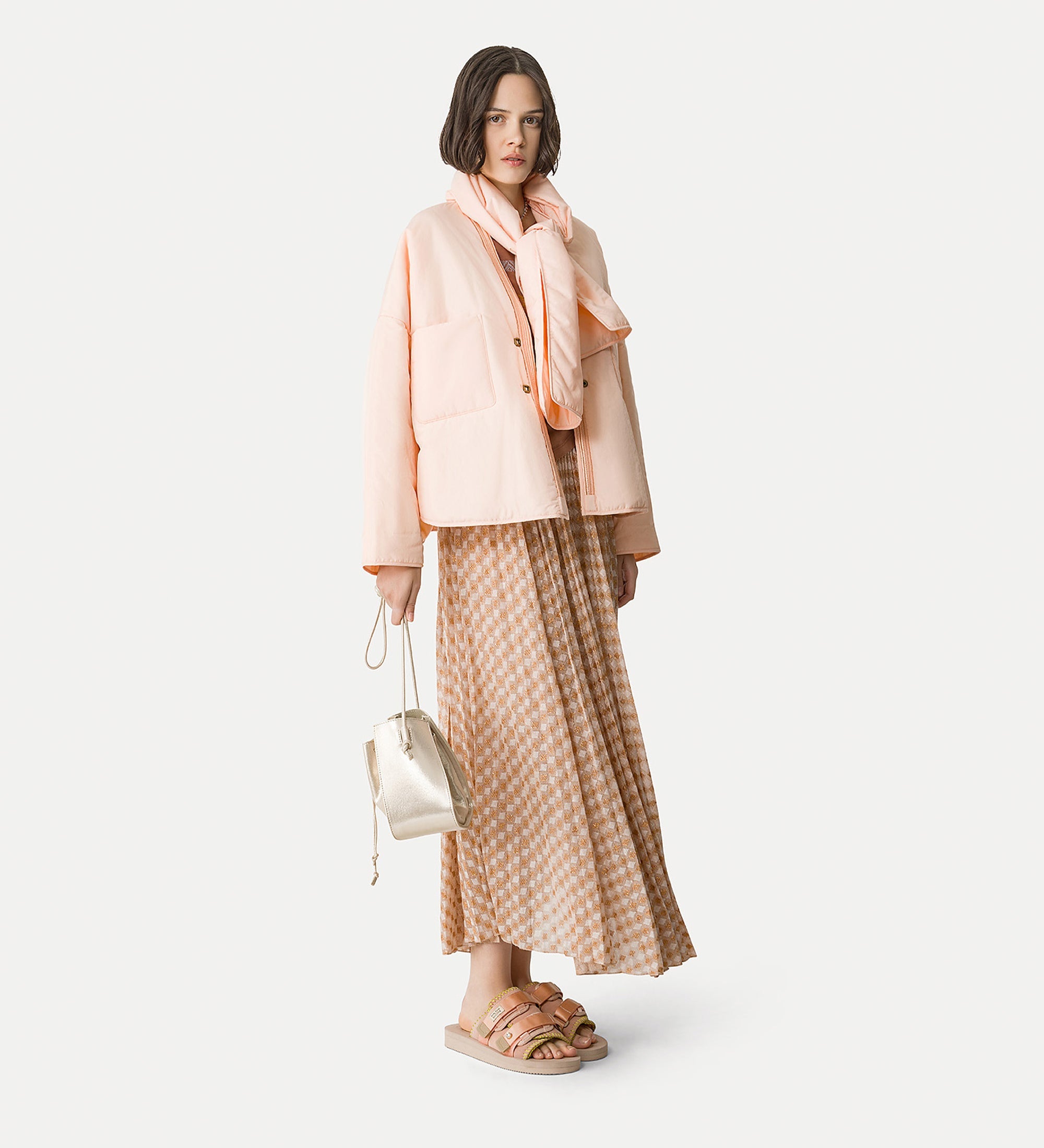 winter kimono with scarf pink