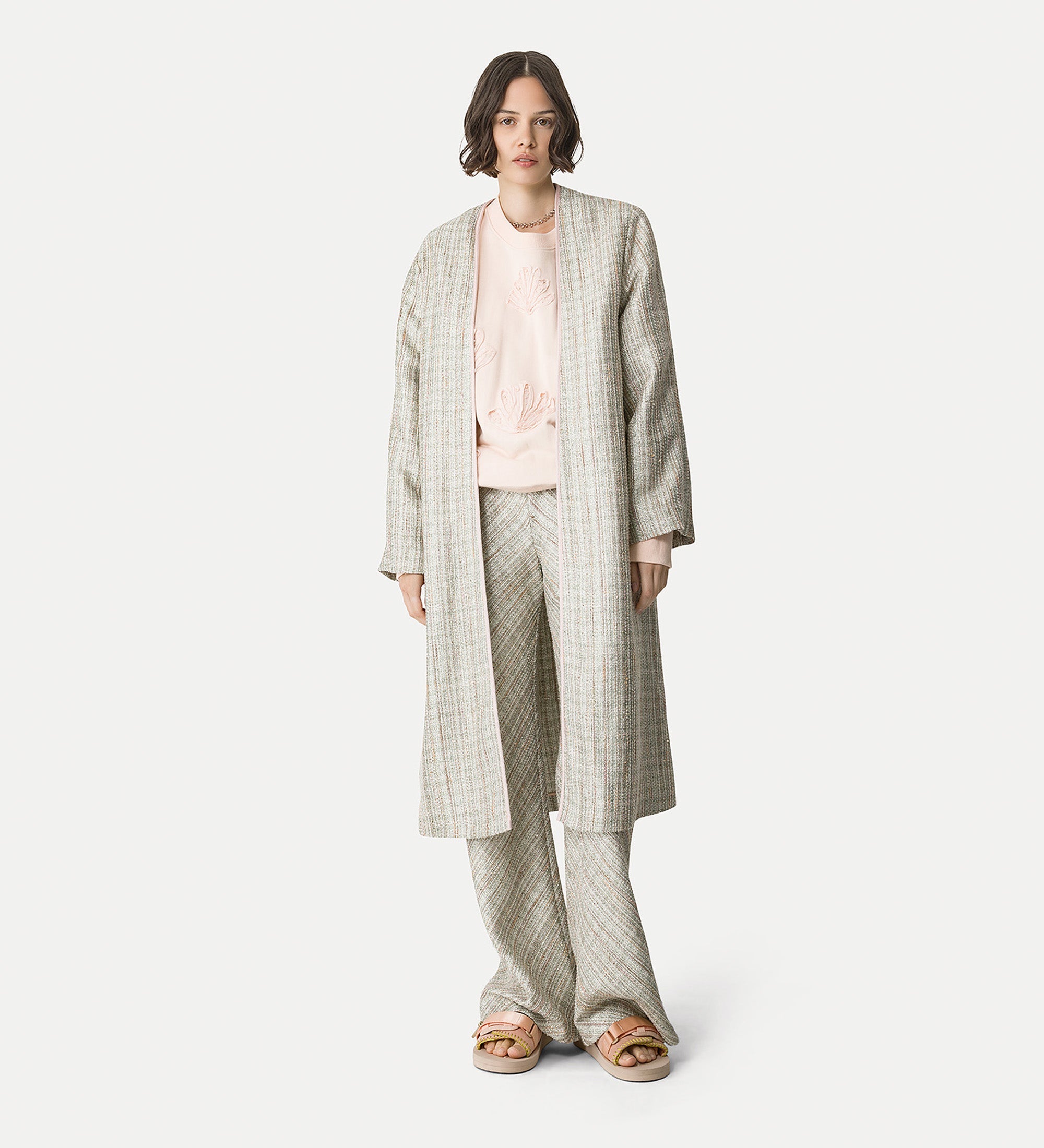 lightweight lurex duster coat silver