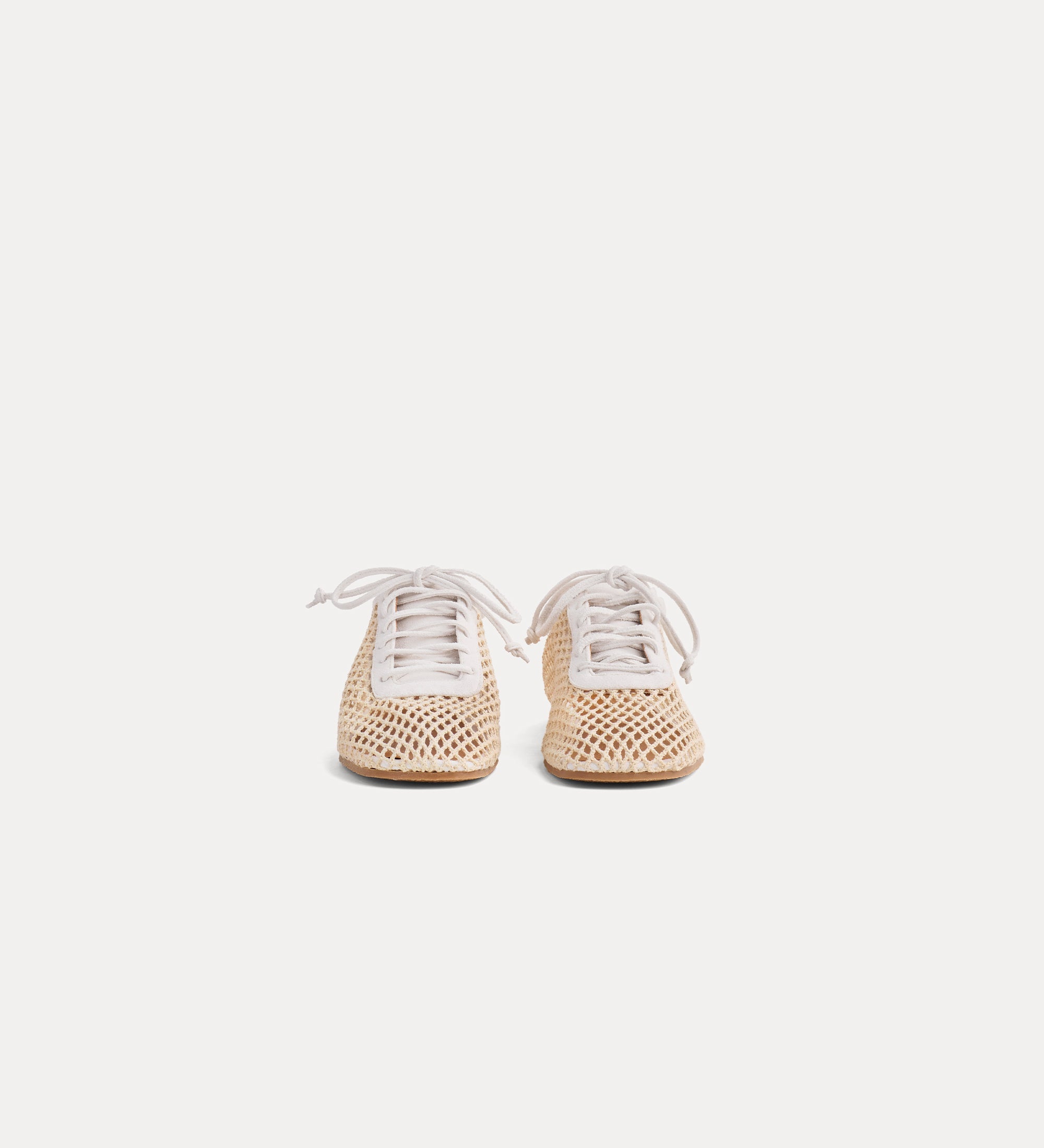 lace—up mesh shoes white