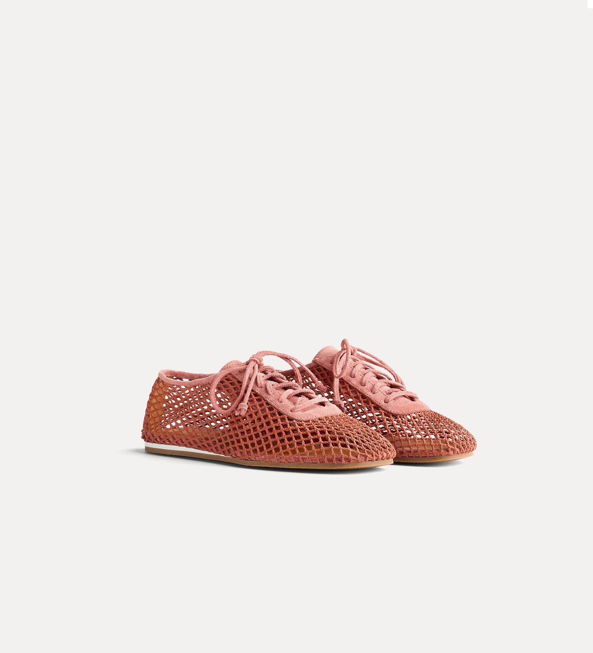 lace—up mesh shoes yellow gold
