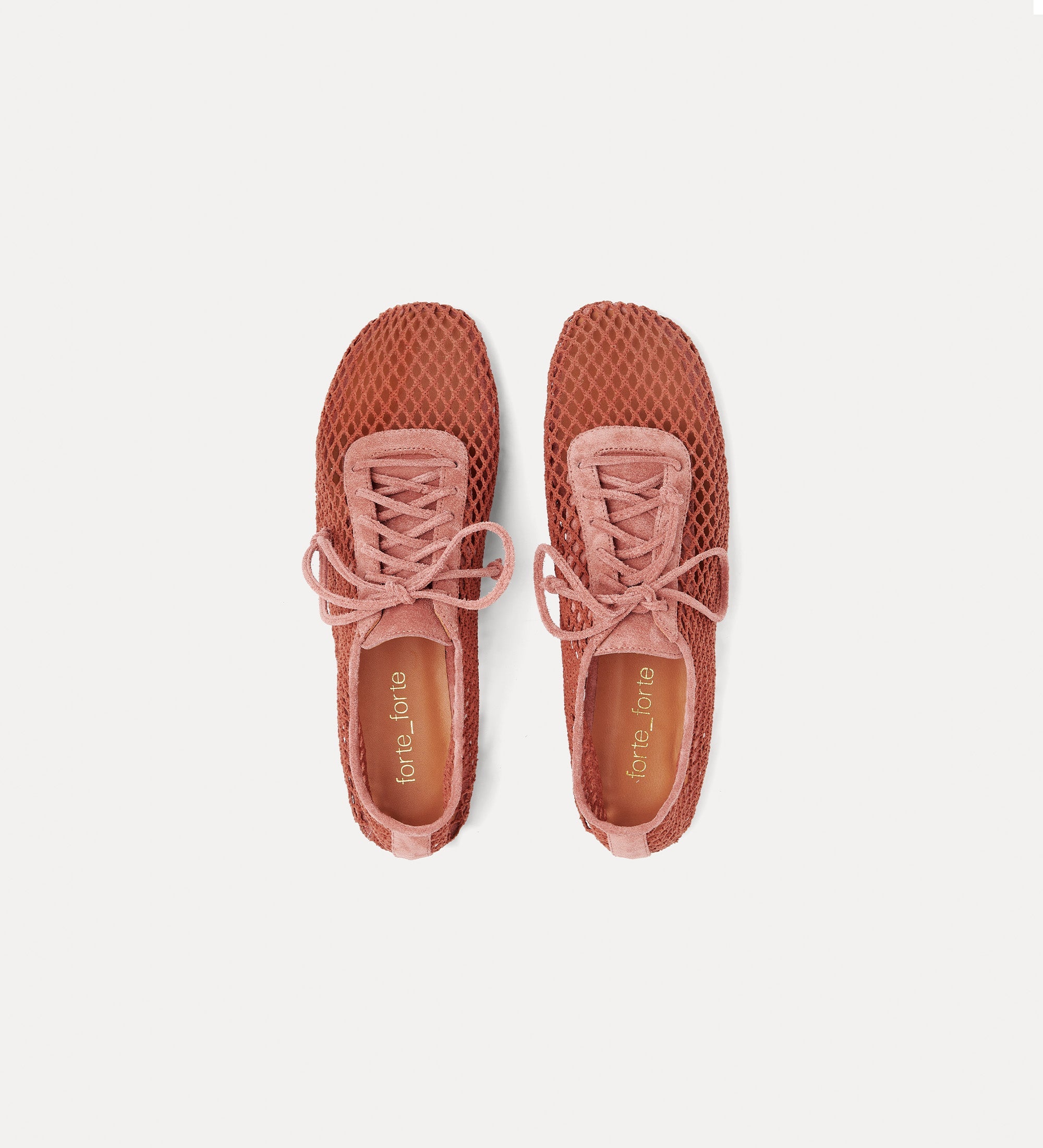 lace—up mesh shoes yellow gold