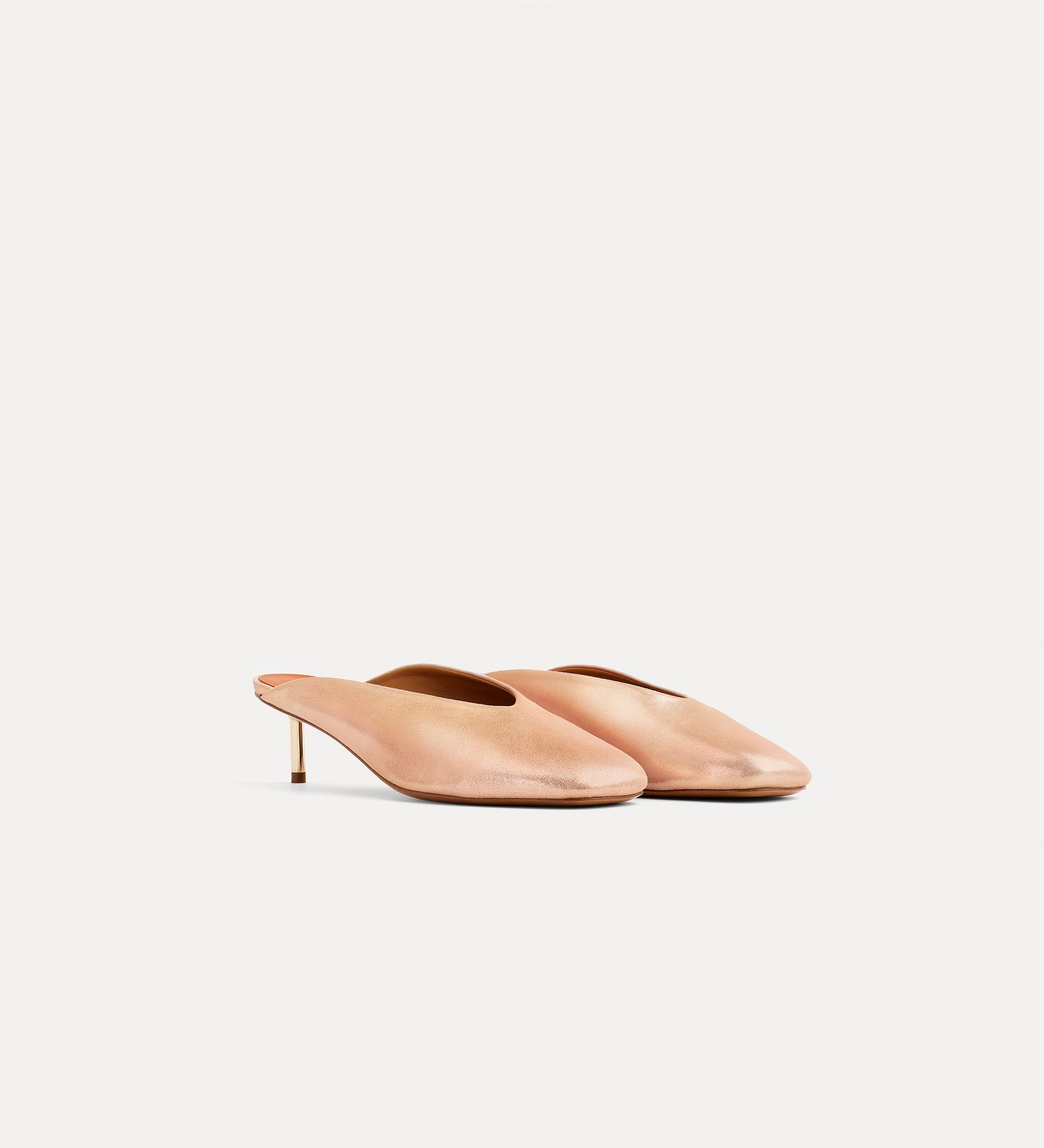 sabot pelle laminata tacco metallo sunset
