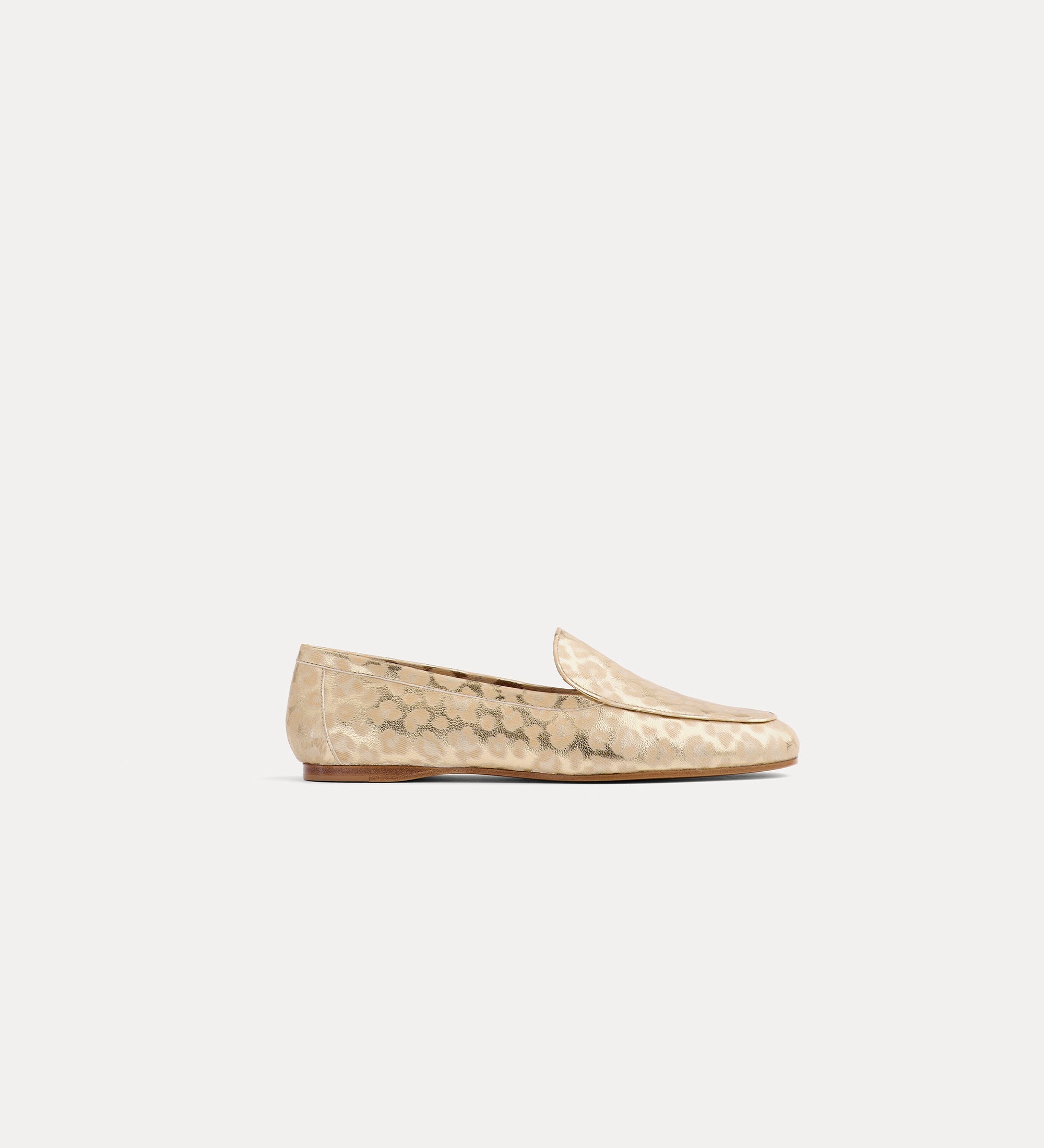 laminated loafers with leopard print yellow gold