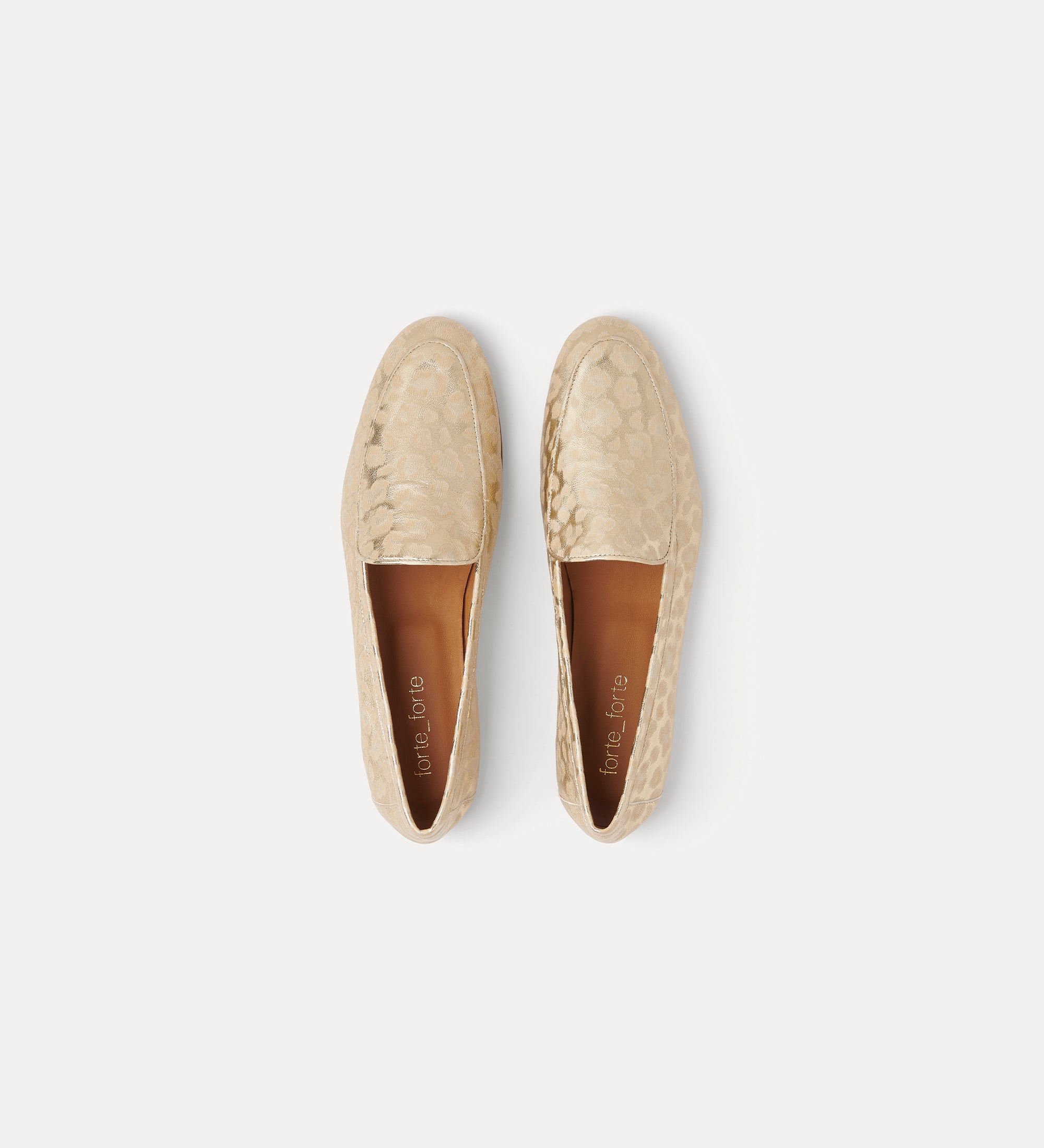 laminated loafers with leopard print yellow gold