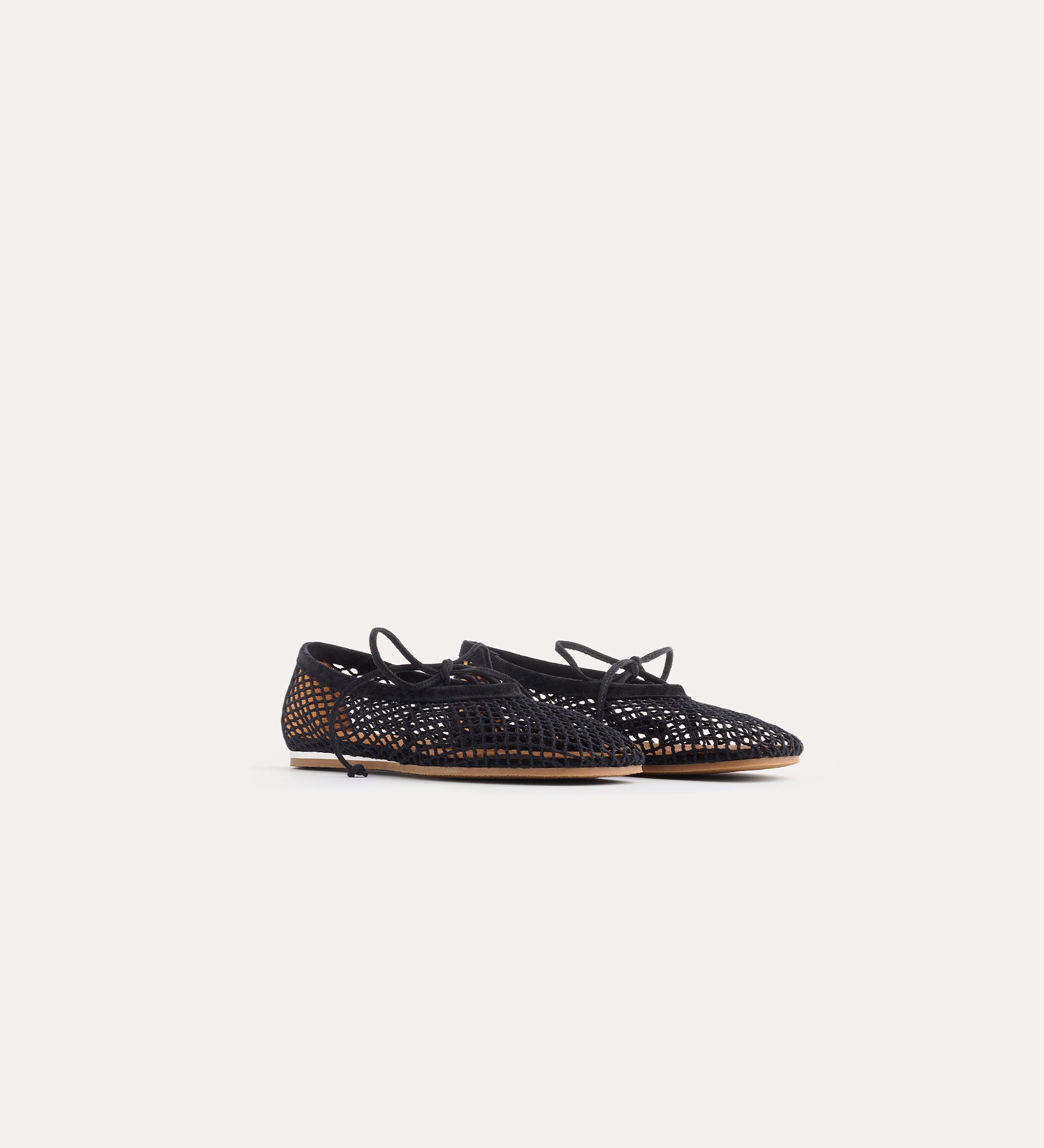 cotton mesh ballerina flats black