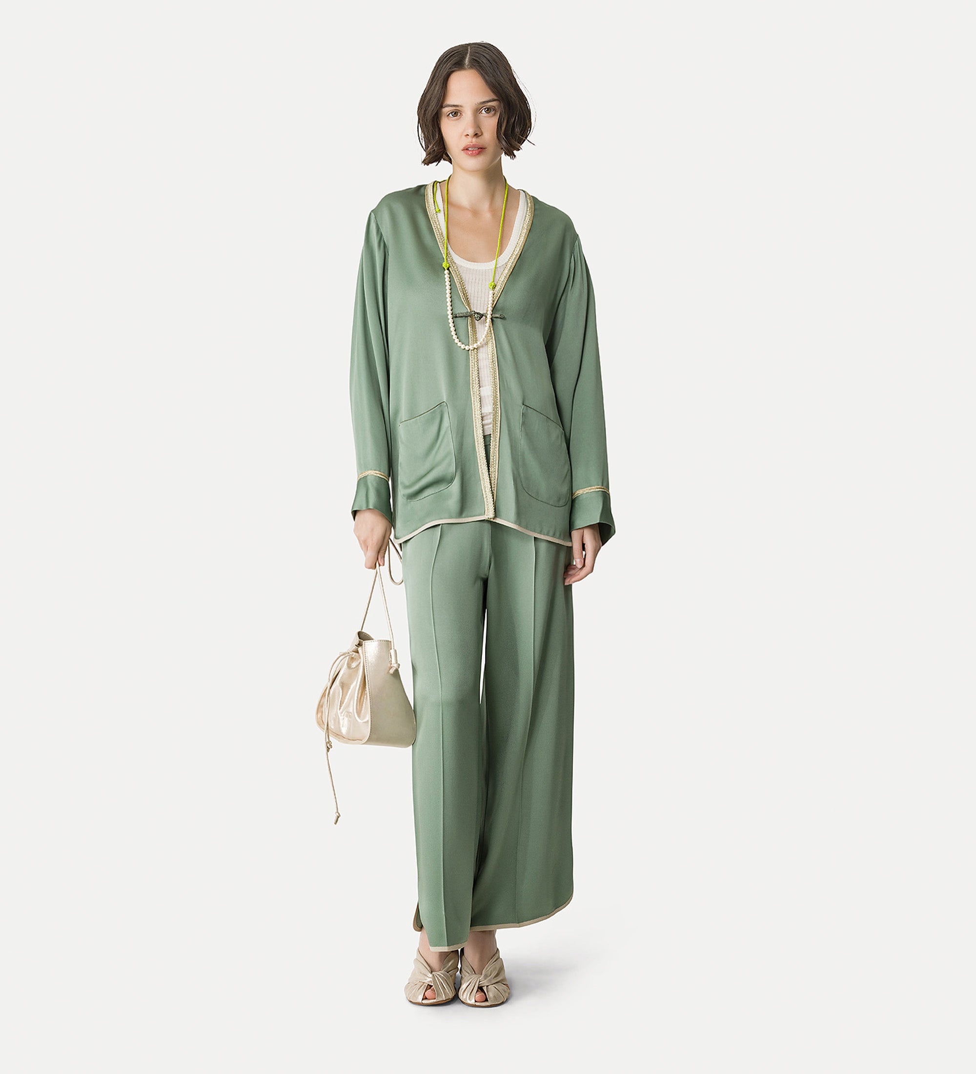 tang—style jacket in envers satin ecru