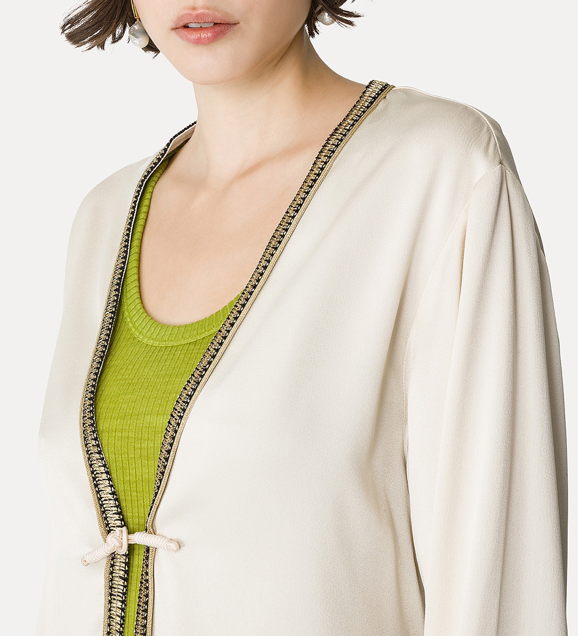 tang—style jacket in envers satin white