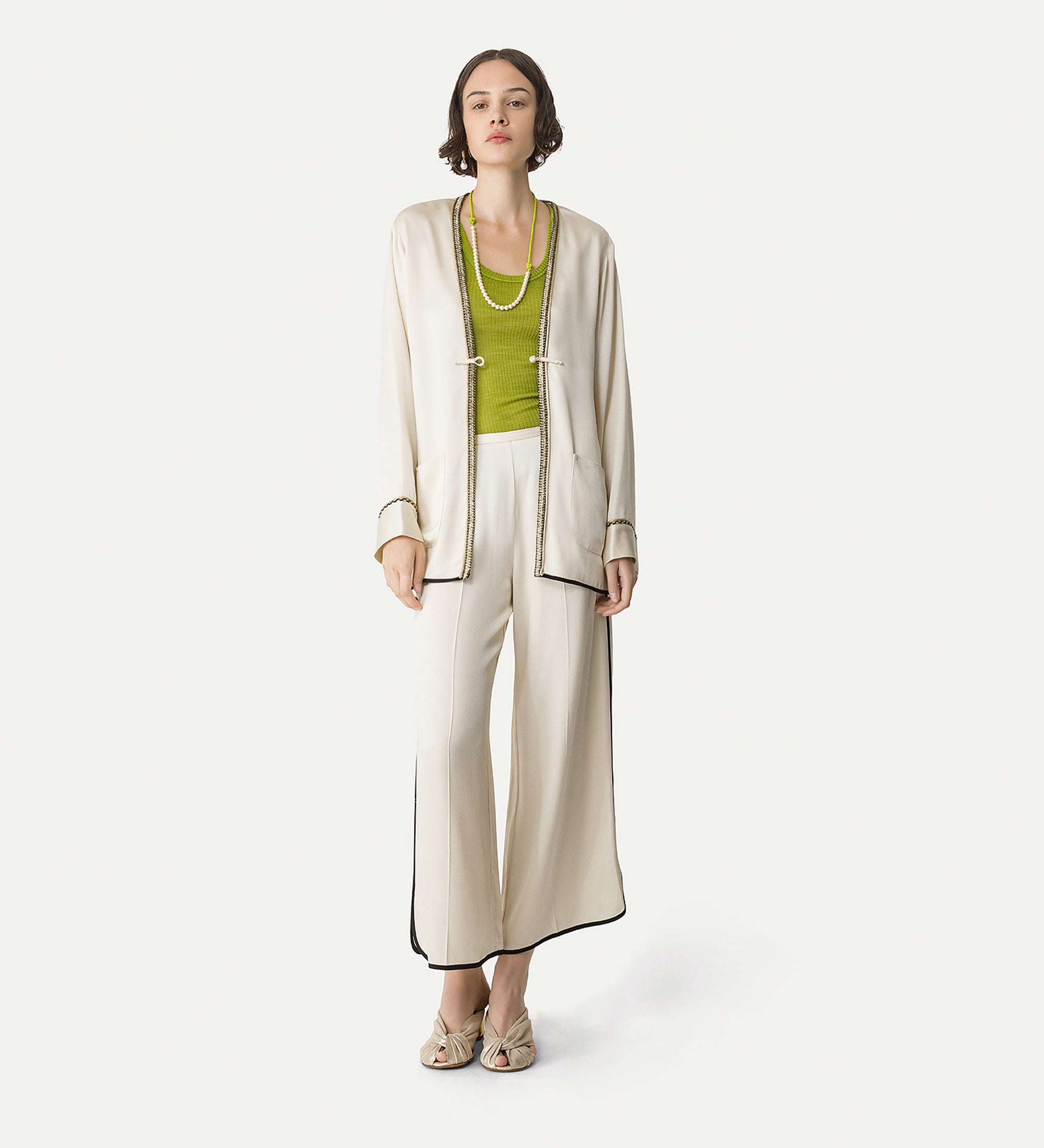 tang—style jacket in envers satin white