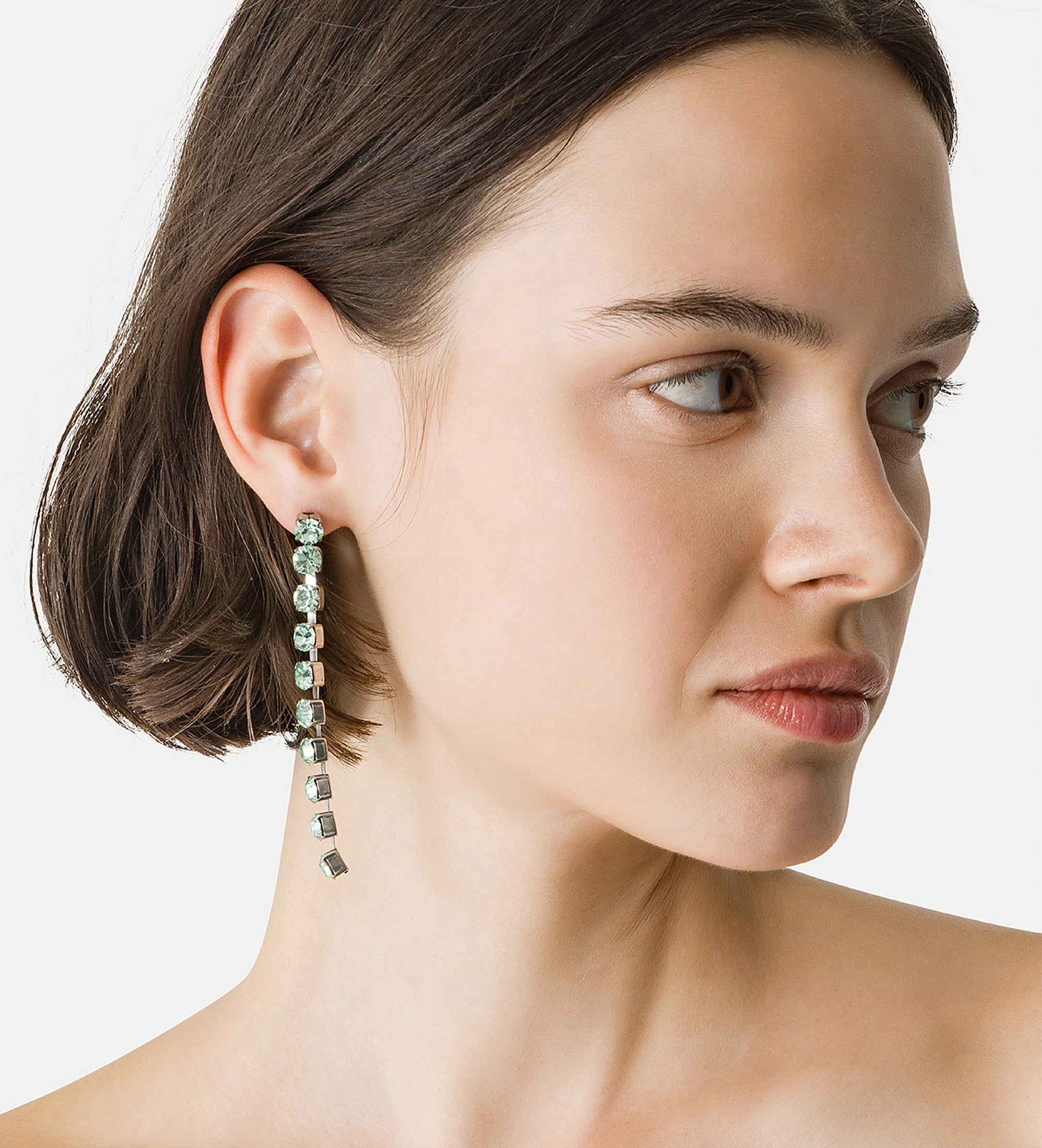 boucles d'oreille pendantes avec cristaux vert