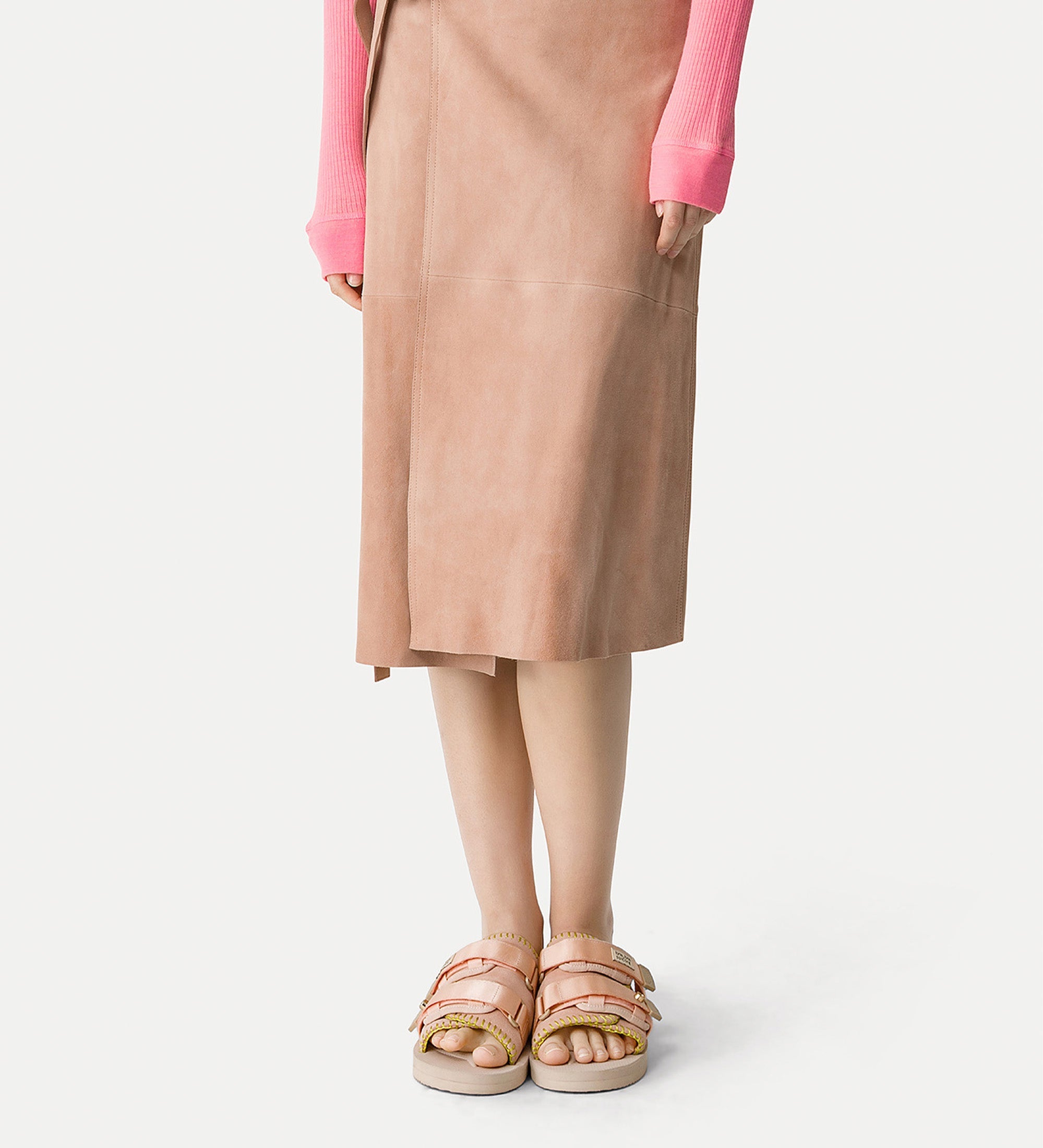 sarong skirt in suede pink