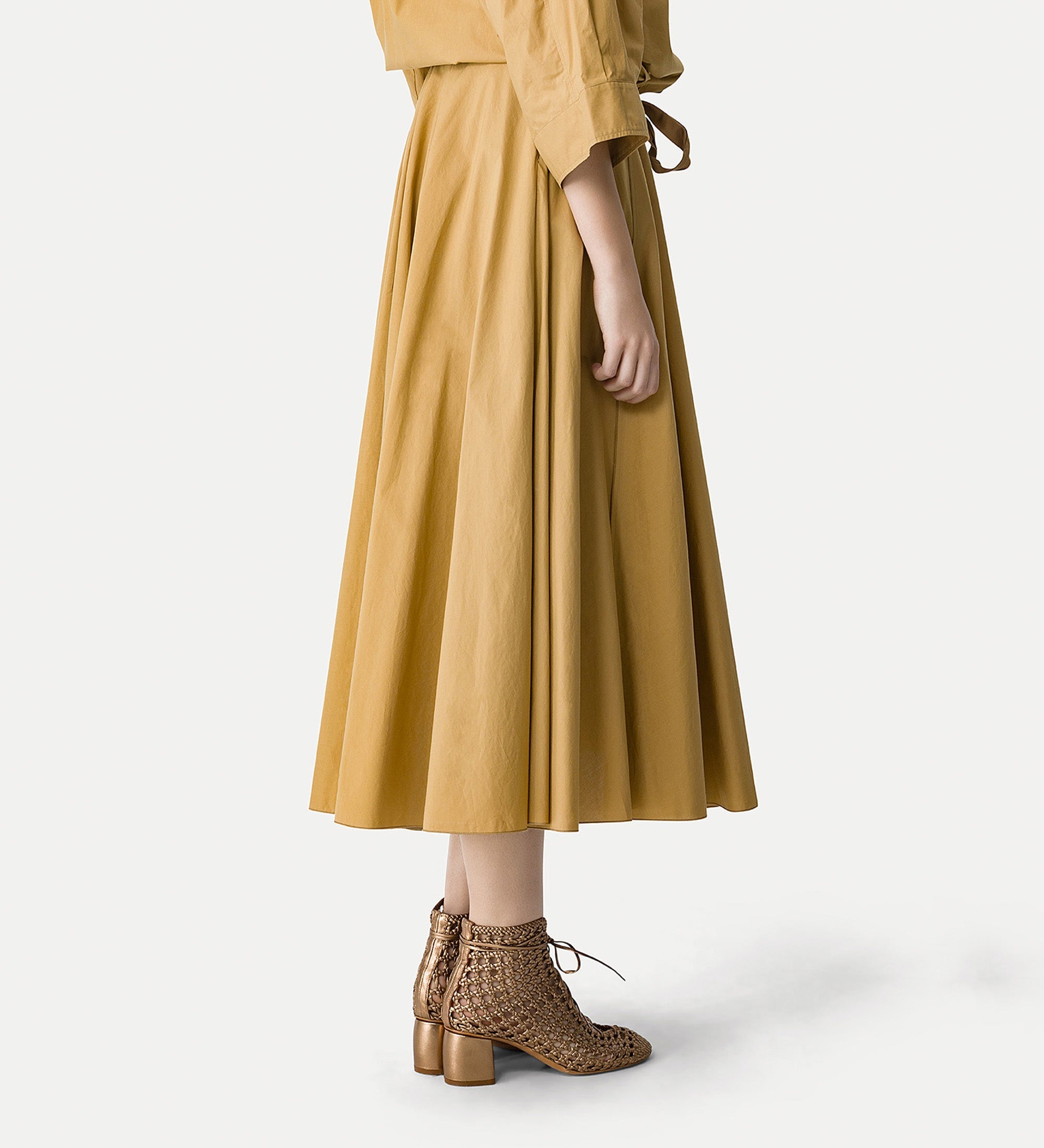 poplin skirt yellow gold