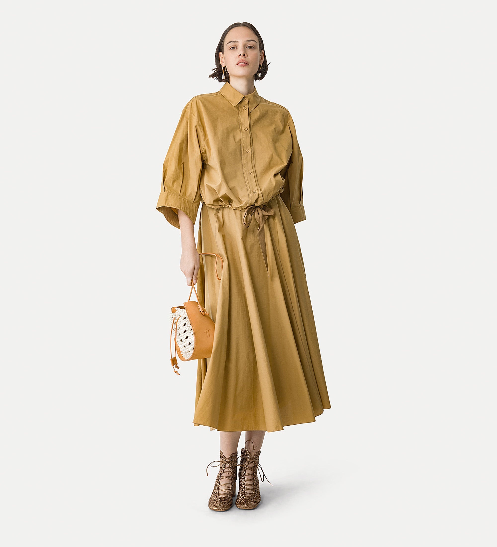 poplin skirt yellow gold