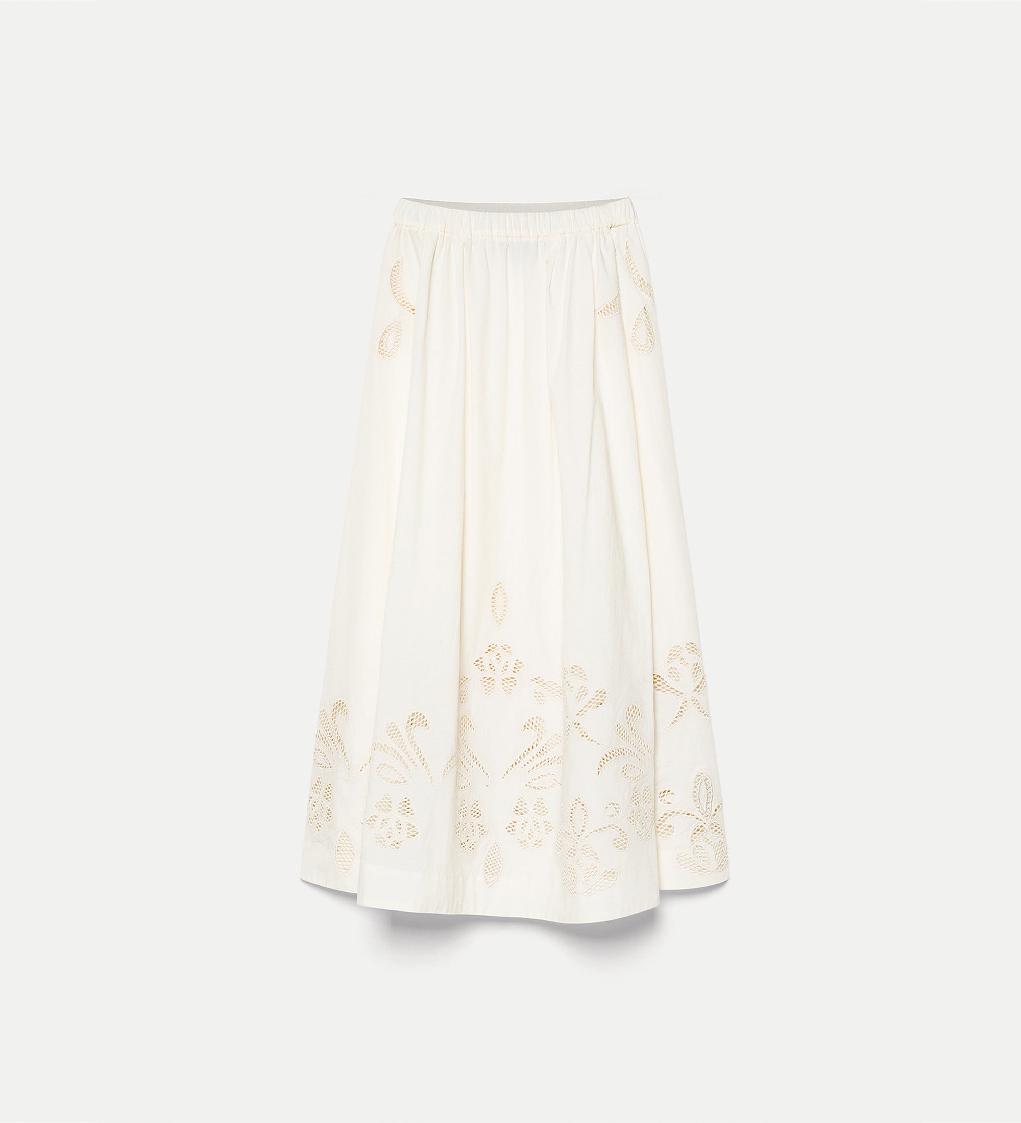 poplin skirt with “lunamaris” embroidery white