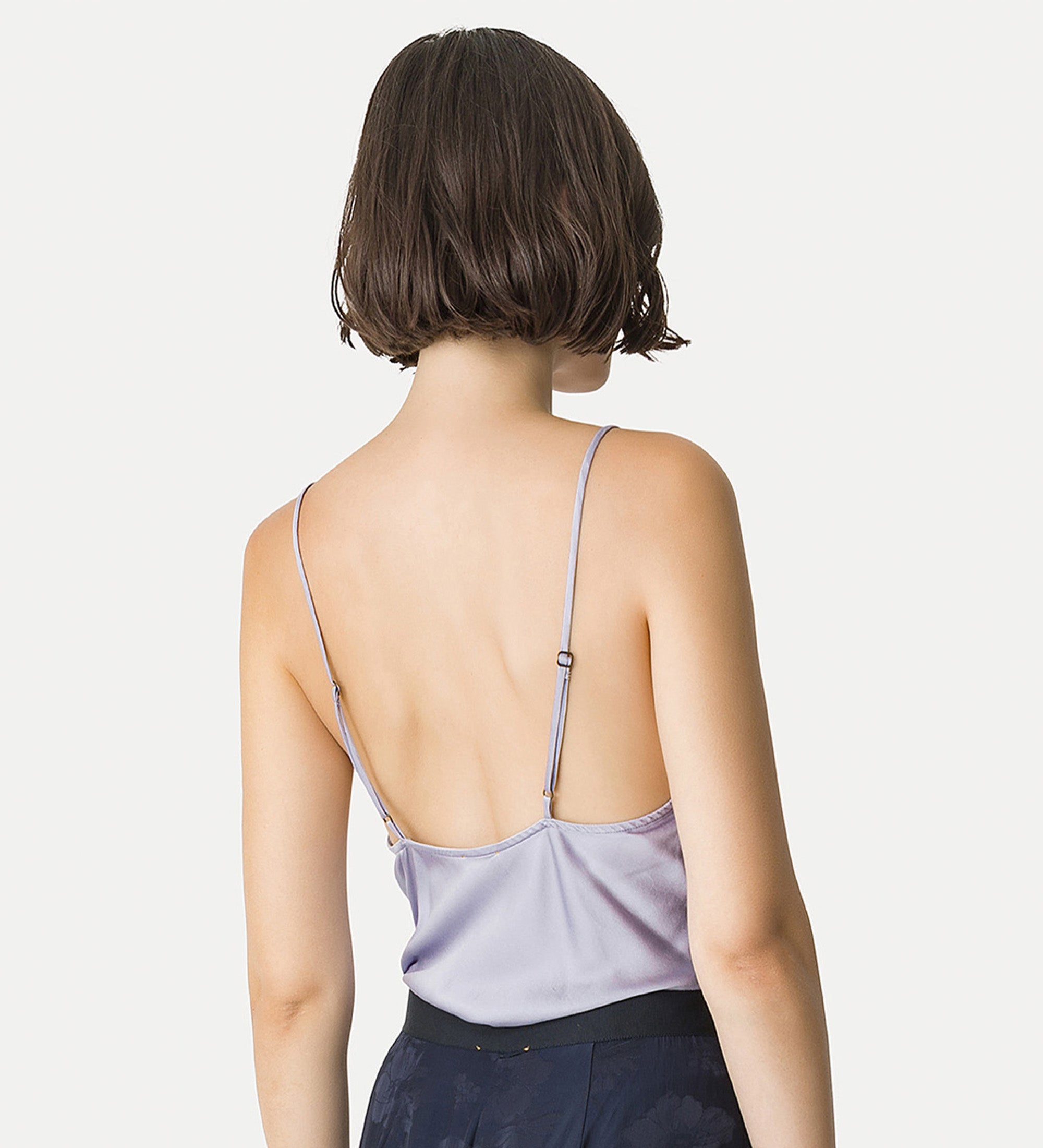bodysuit in stretch silk satin lilac