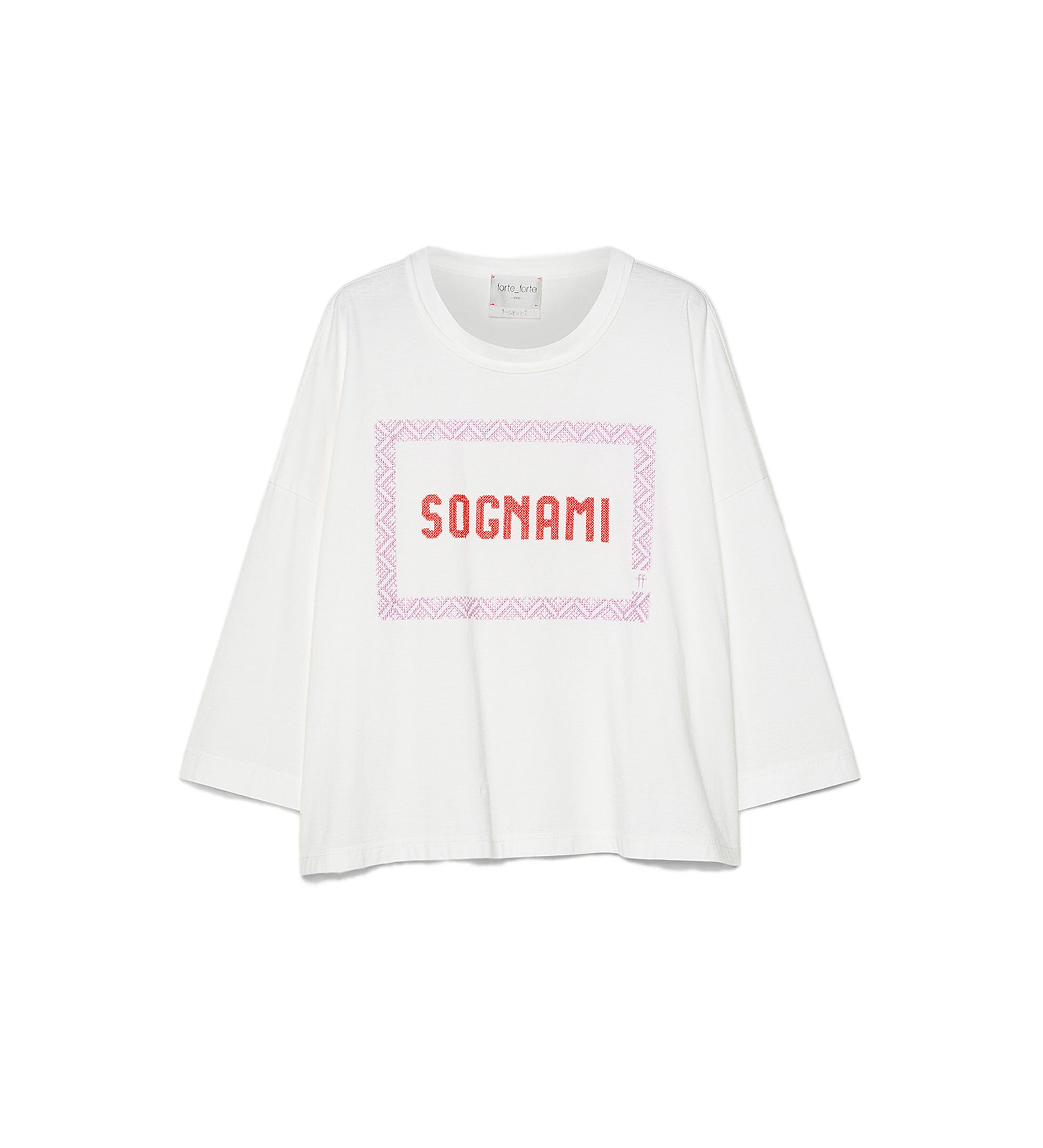 t-shirt over cropped ricamata bianco