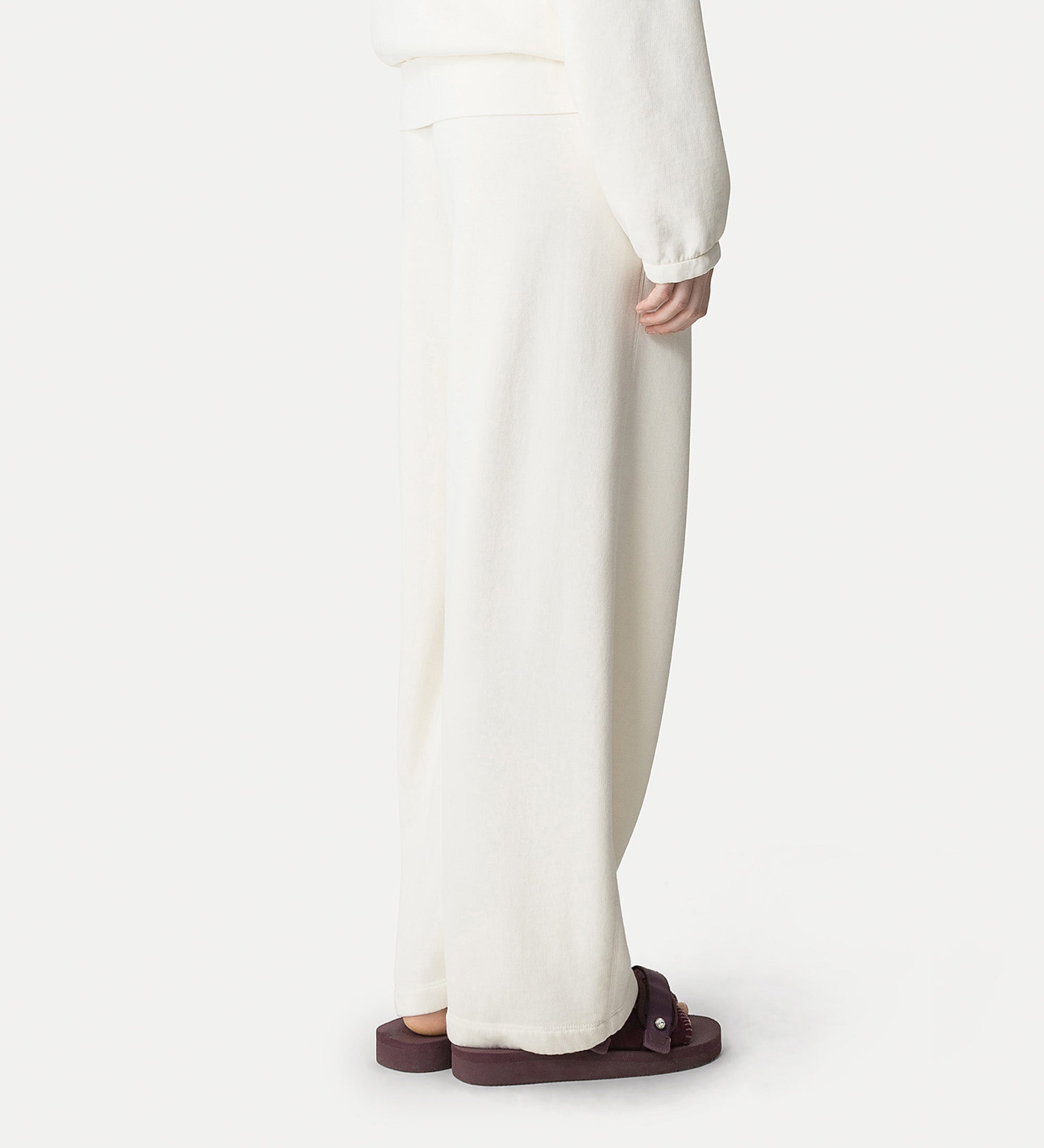 elastic—waist fleece trousers white