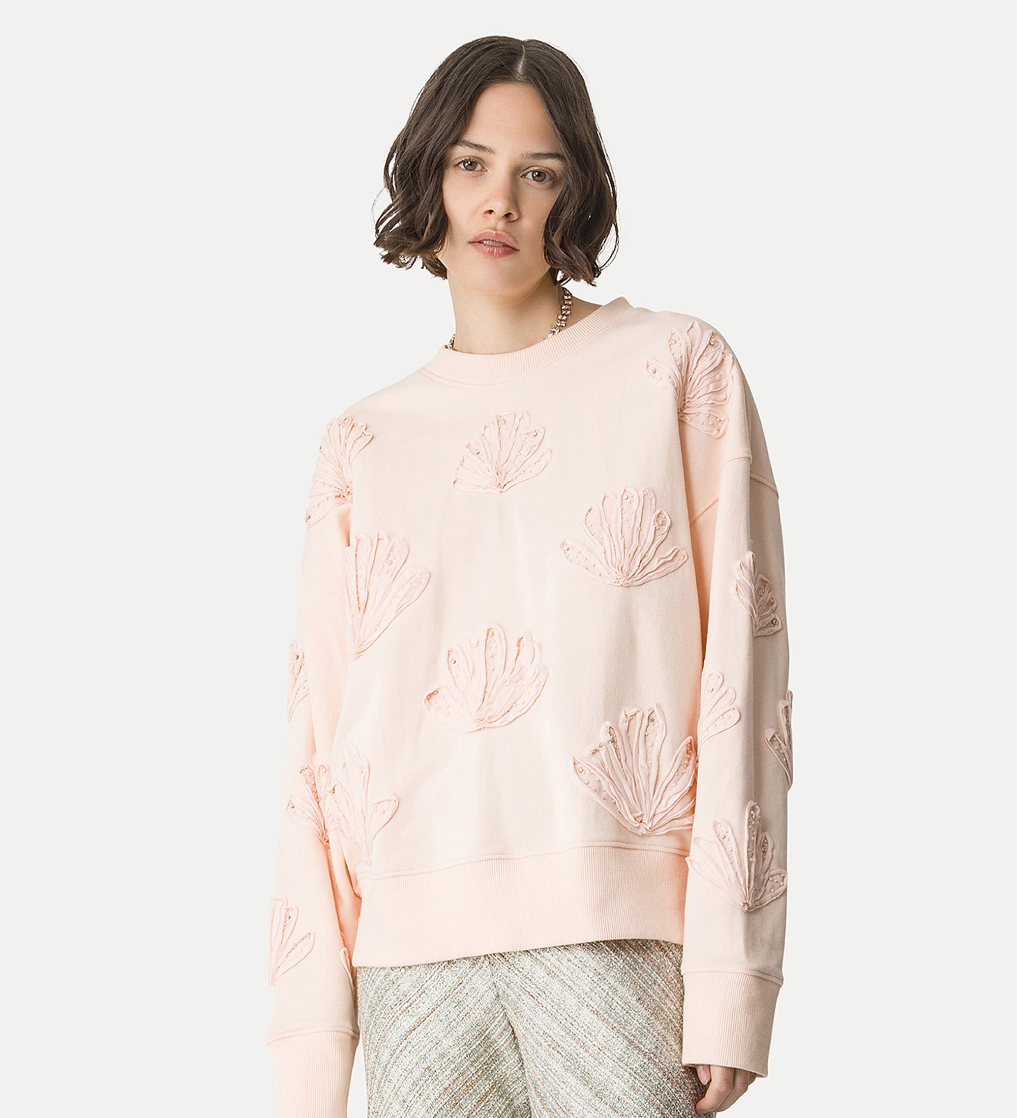 cotton sweatshirt with “lunamaris” embroidery pink