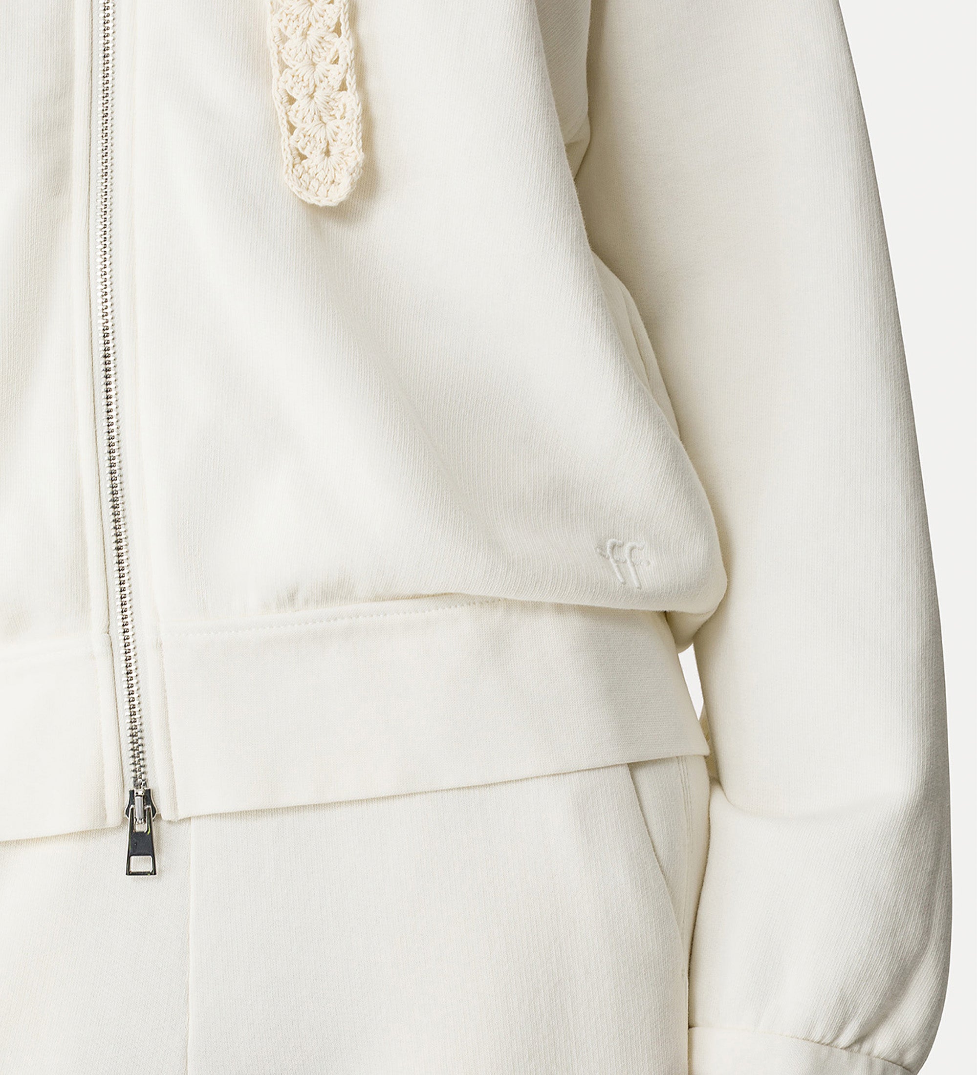 hoodie crochet strings felpa cotone latte