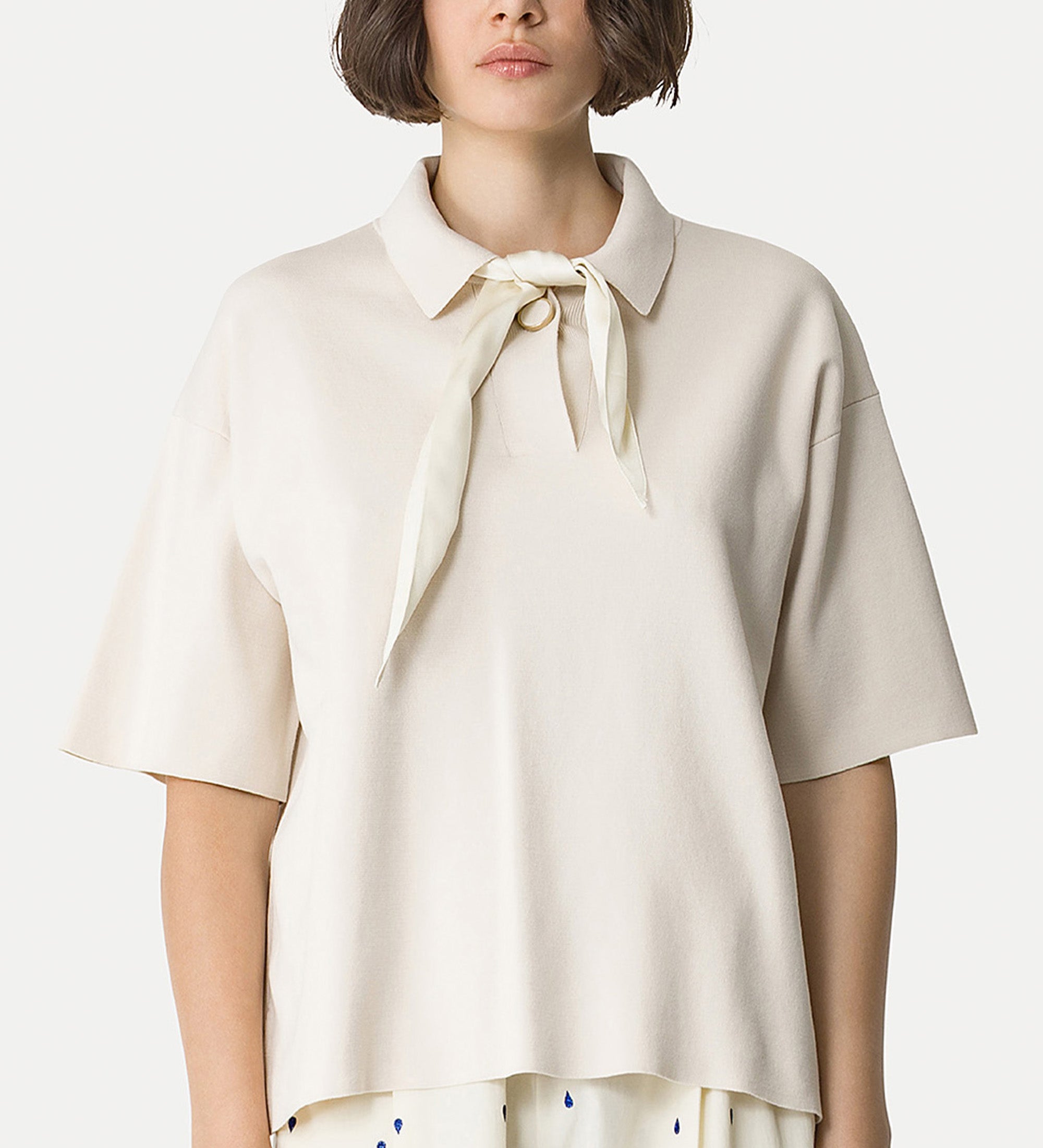cotton polo shirt in fabric stitch white