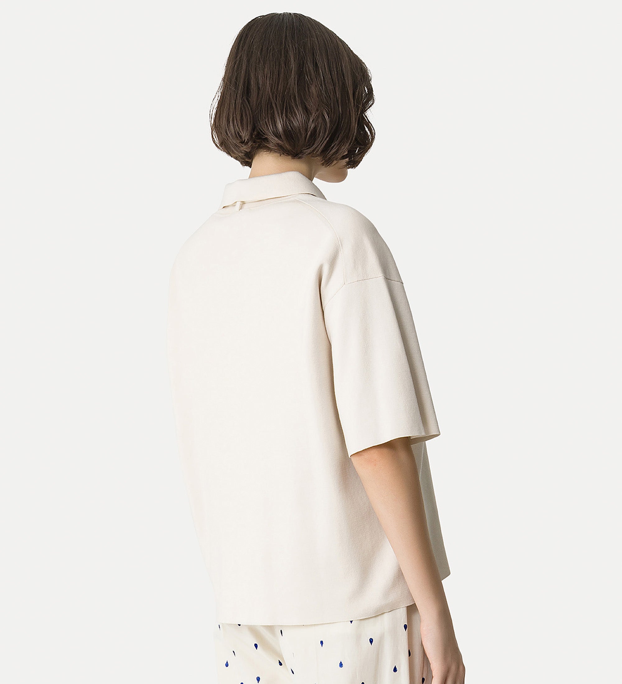 cotton polo shirt in fabric stitch white