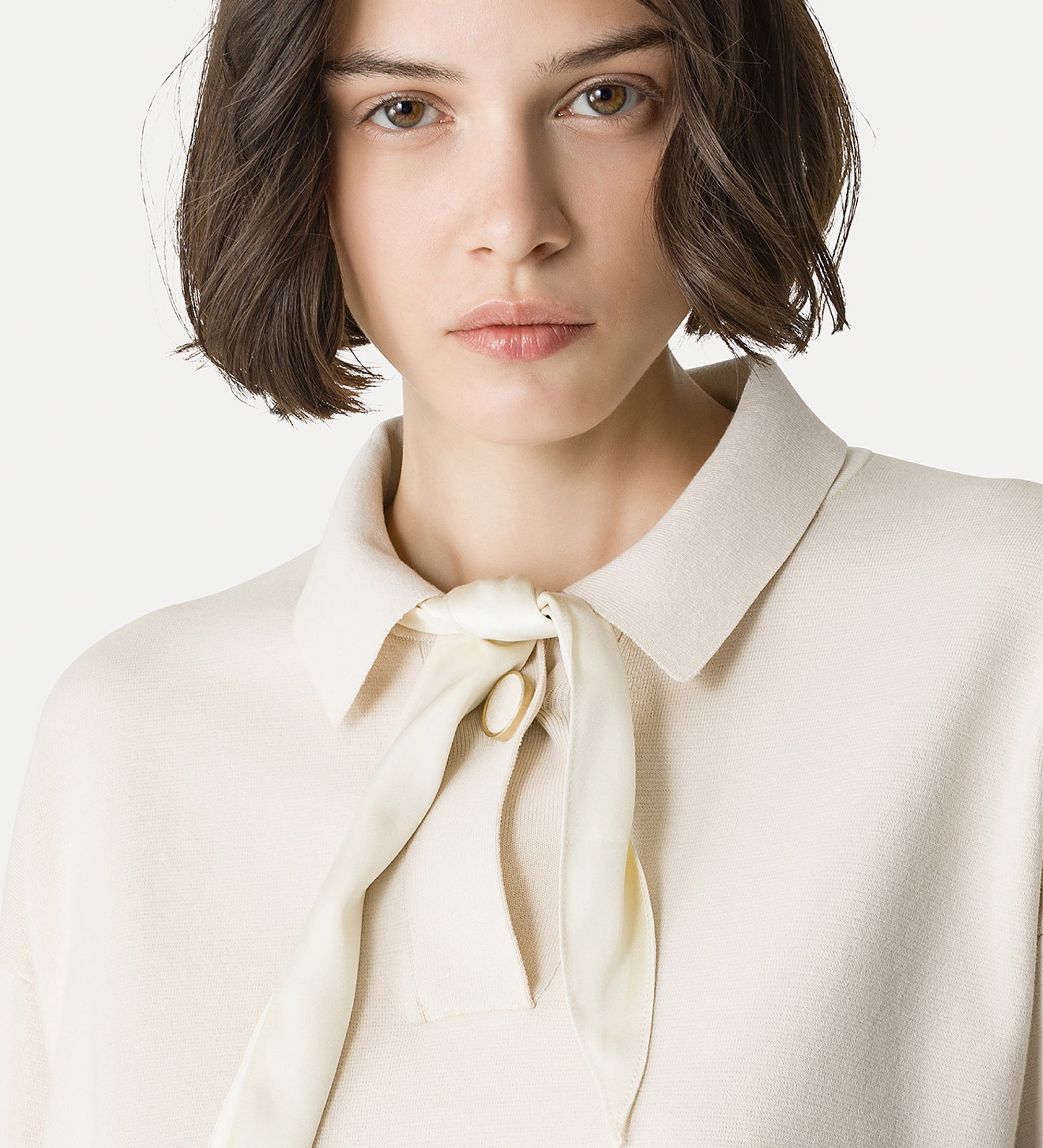 cotton polo shirt in fabric stitch white