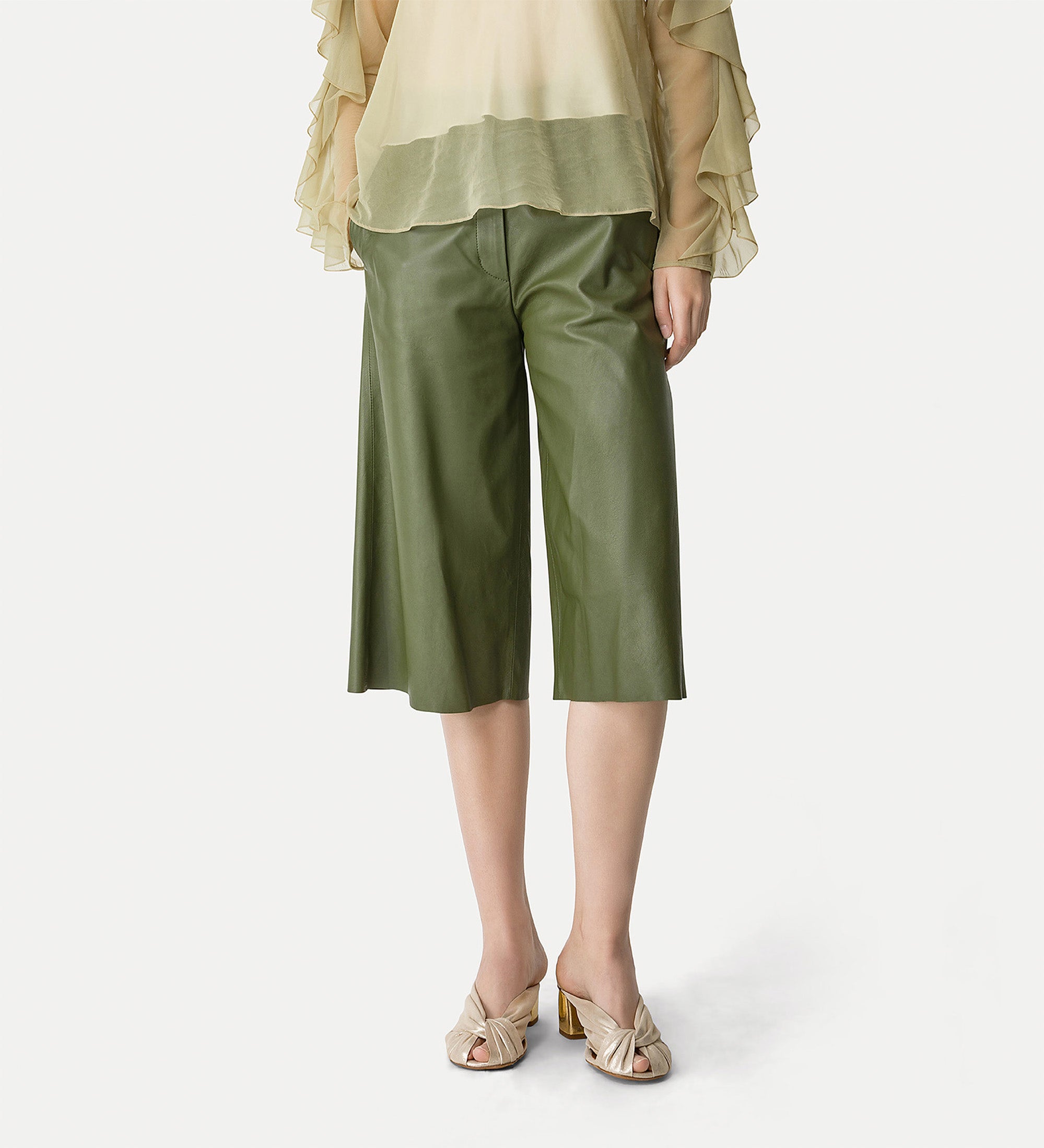 nappa leather trousers green