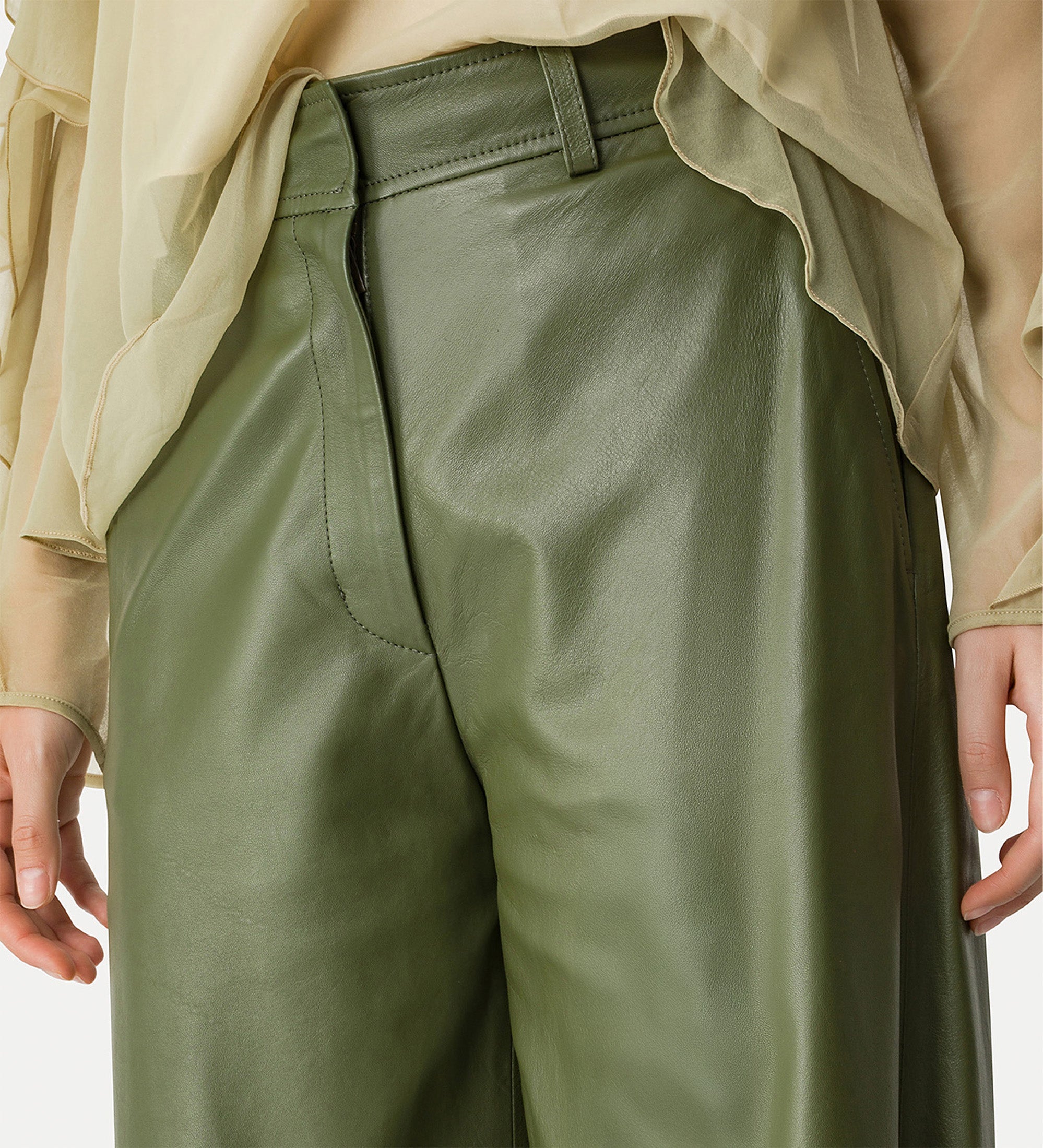 nappa leather trousers green