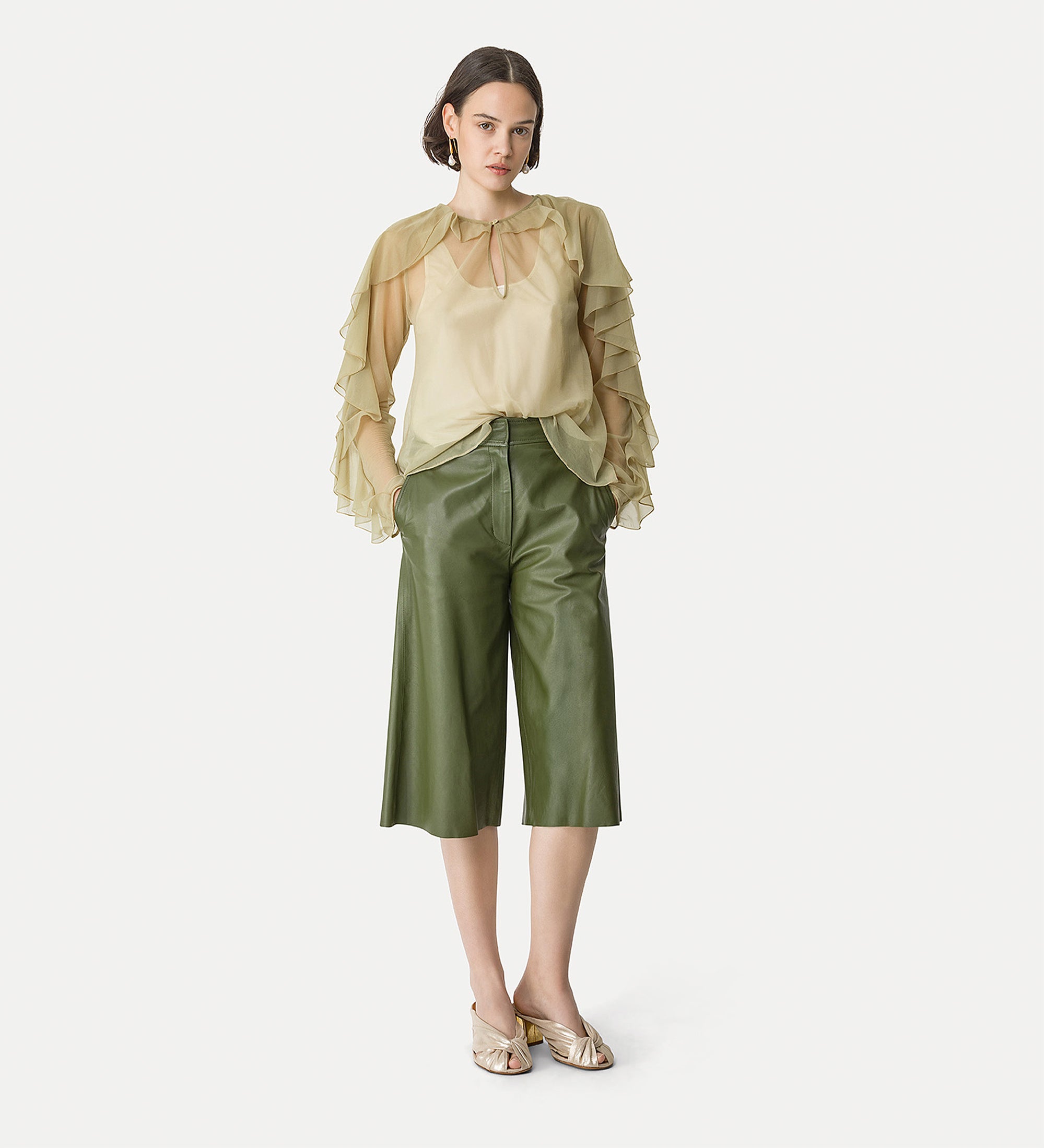 nappa leather trousers green