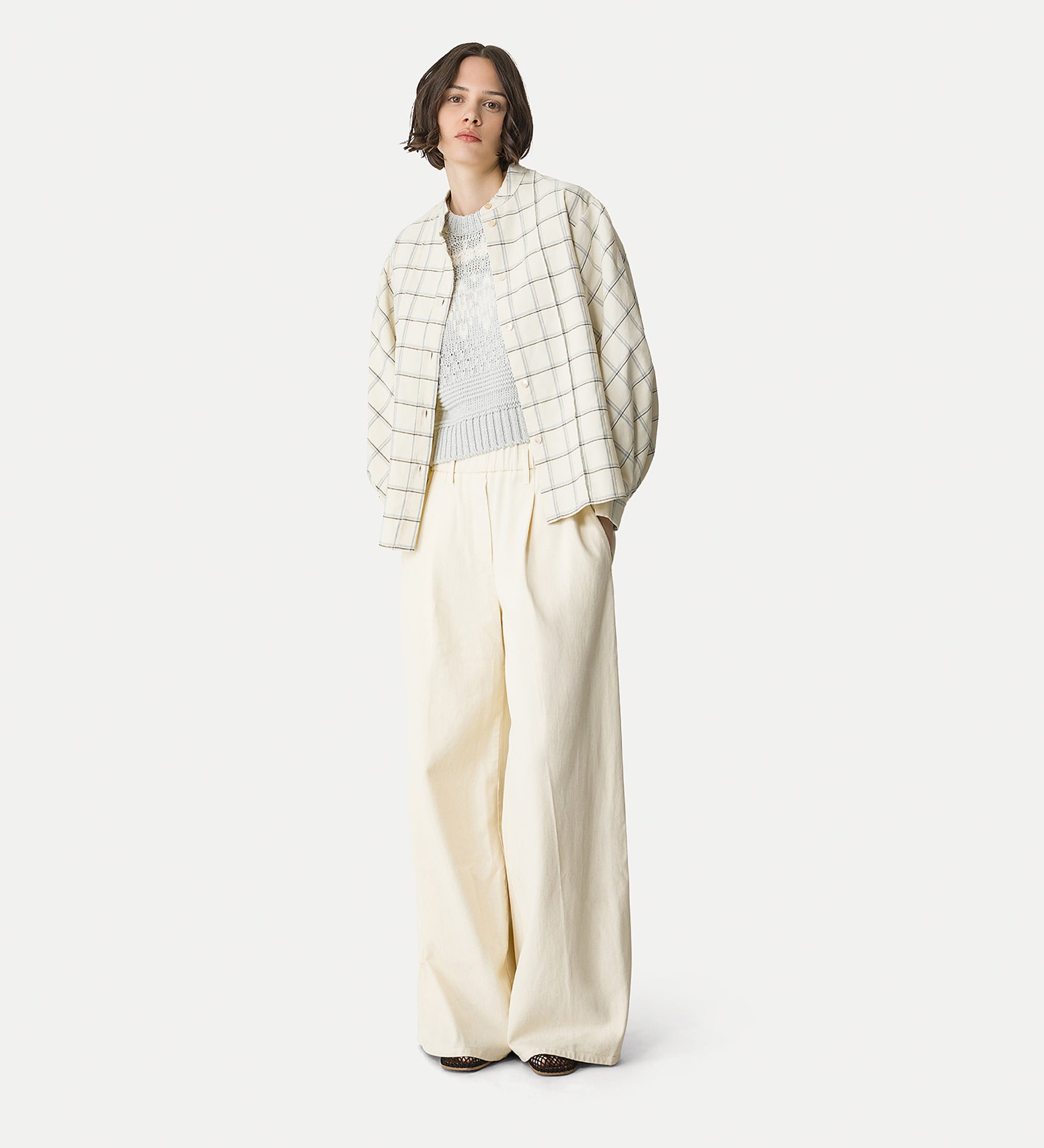 fluid twill trousers white