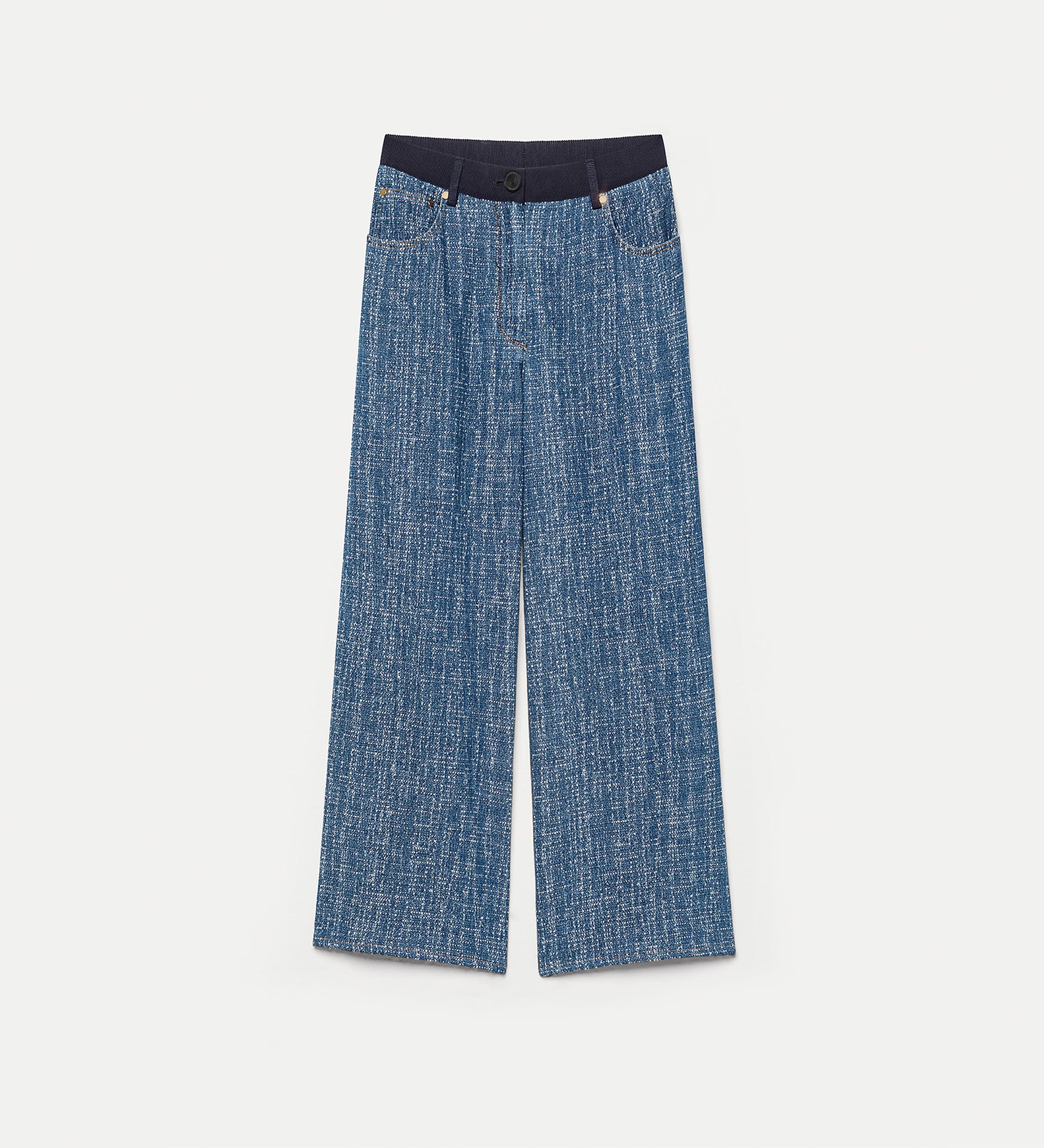 cropped tweed trousers blue