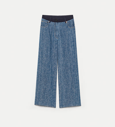 cropped tweed trousers blue