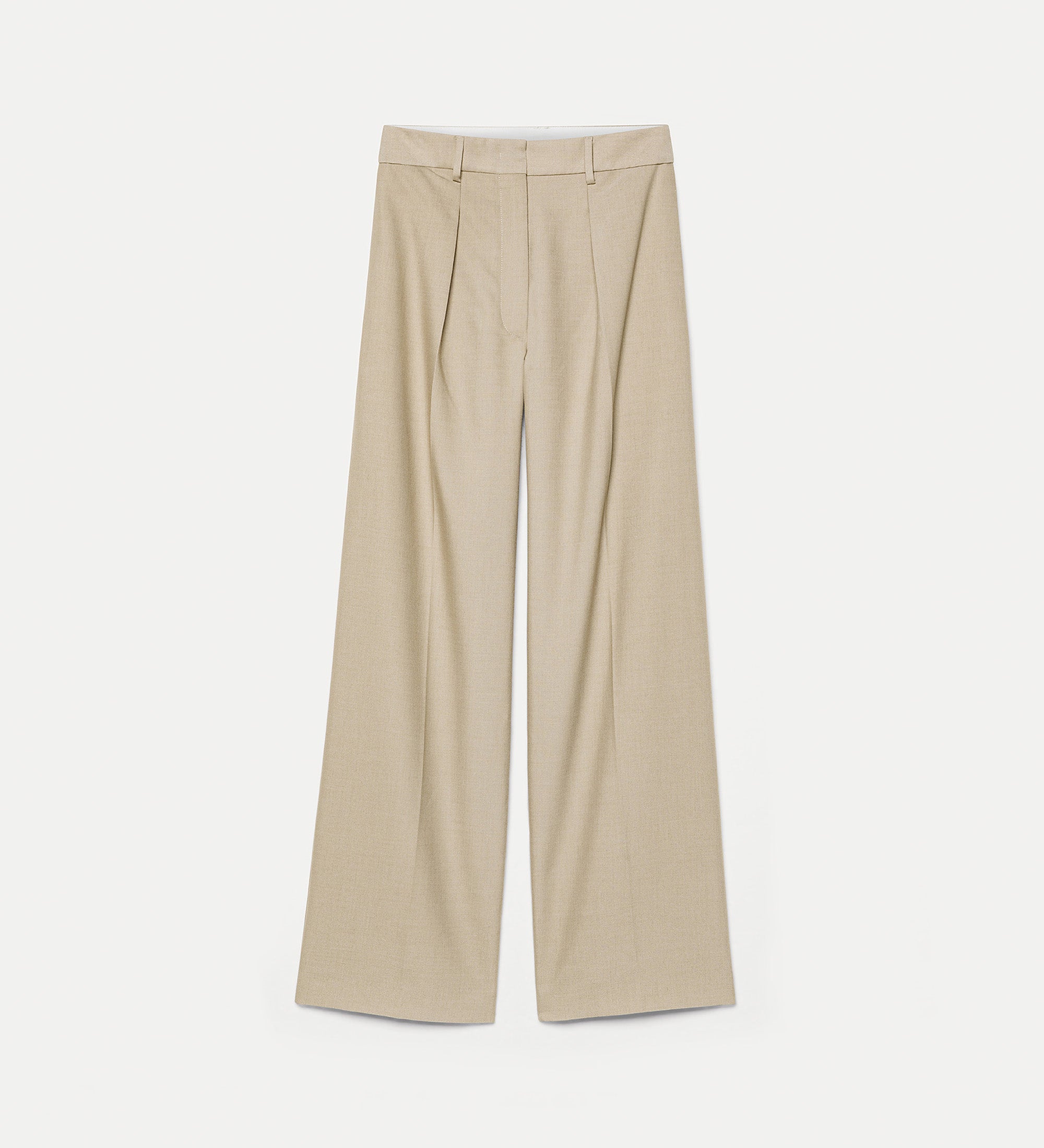 high—waisted trousers in grain de poudre ecru