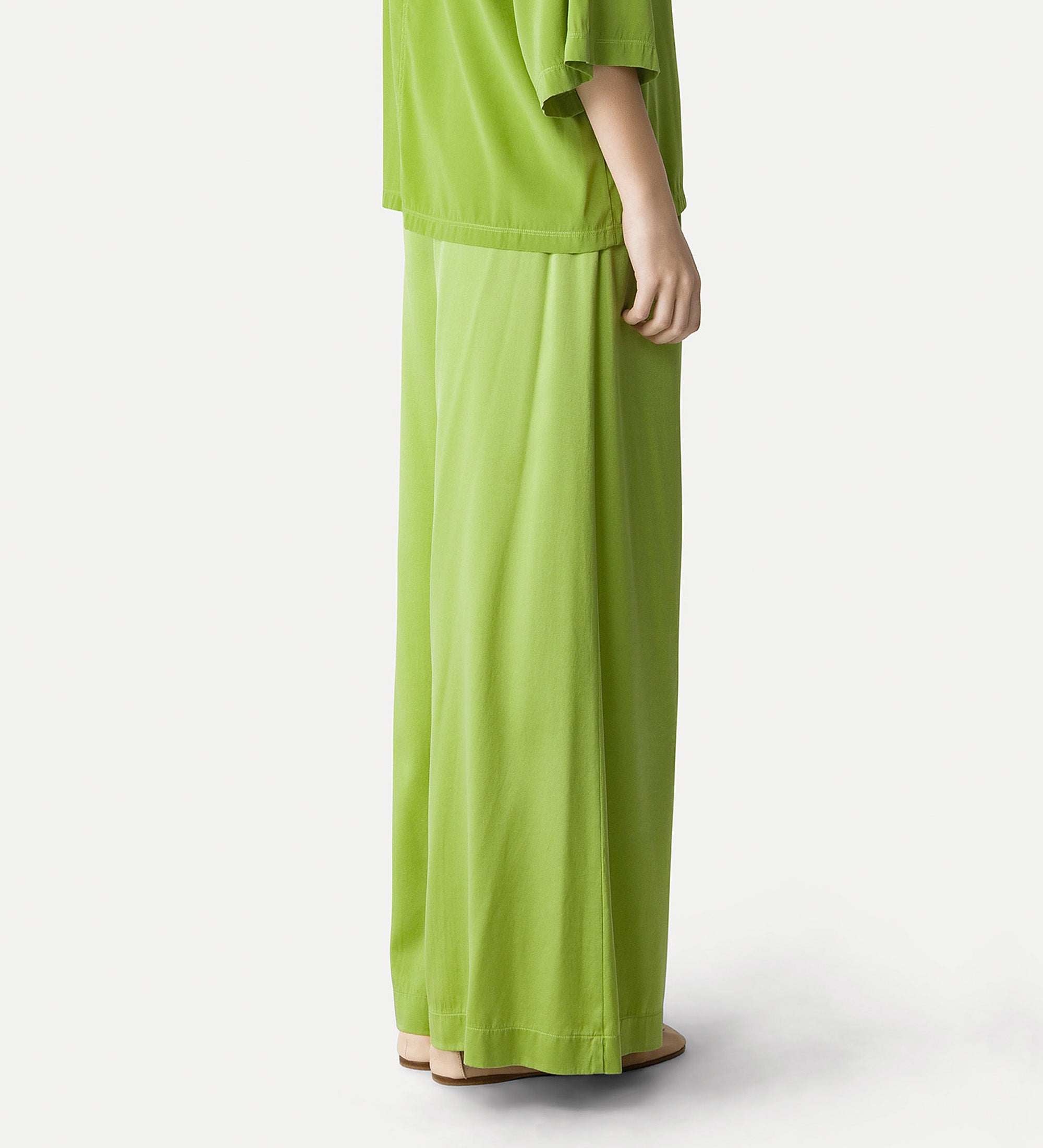 stretch silk—satin trousers green