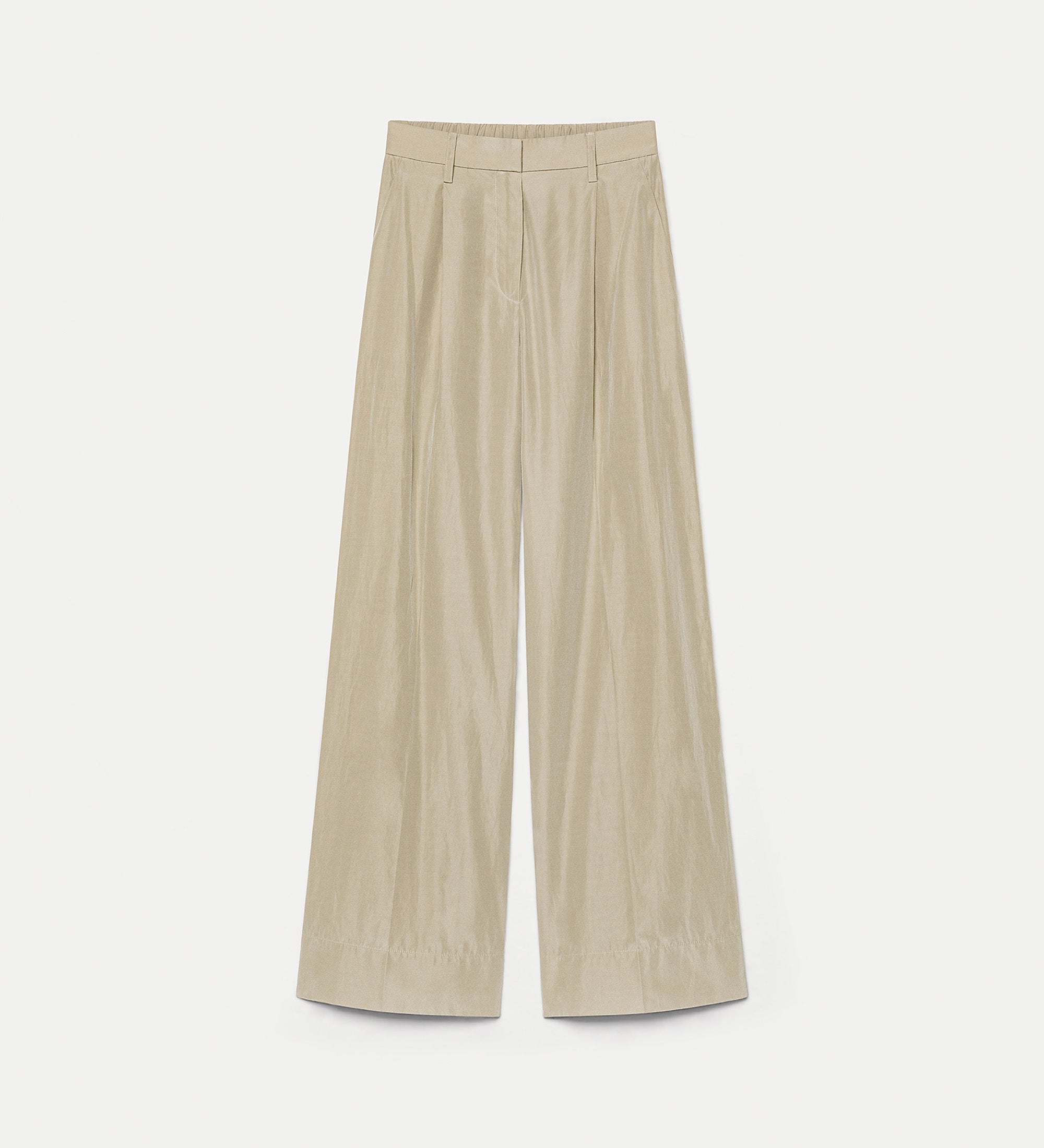 pantalon taille haute en taffetas chic écru