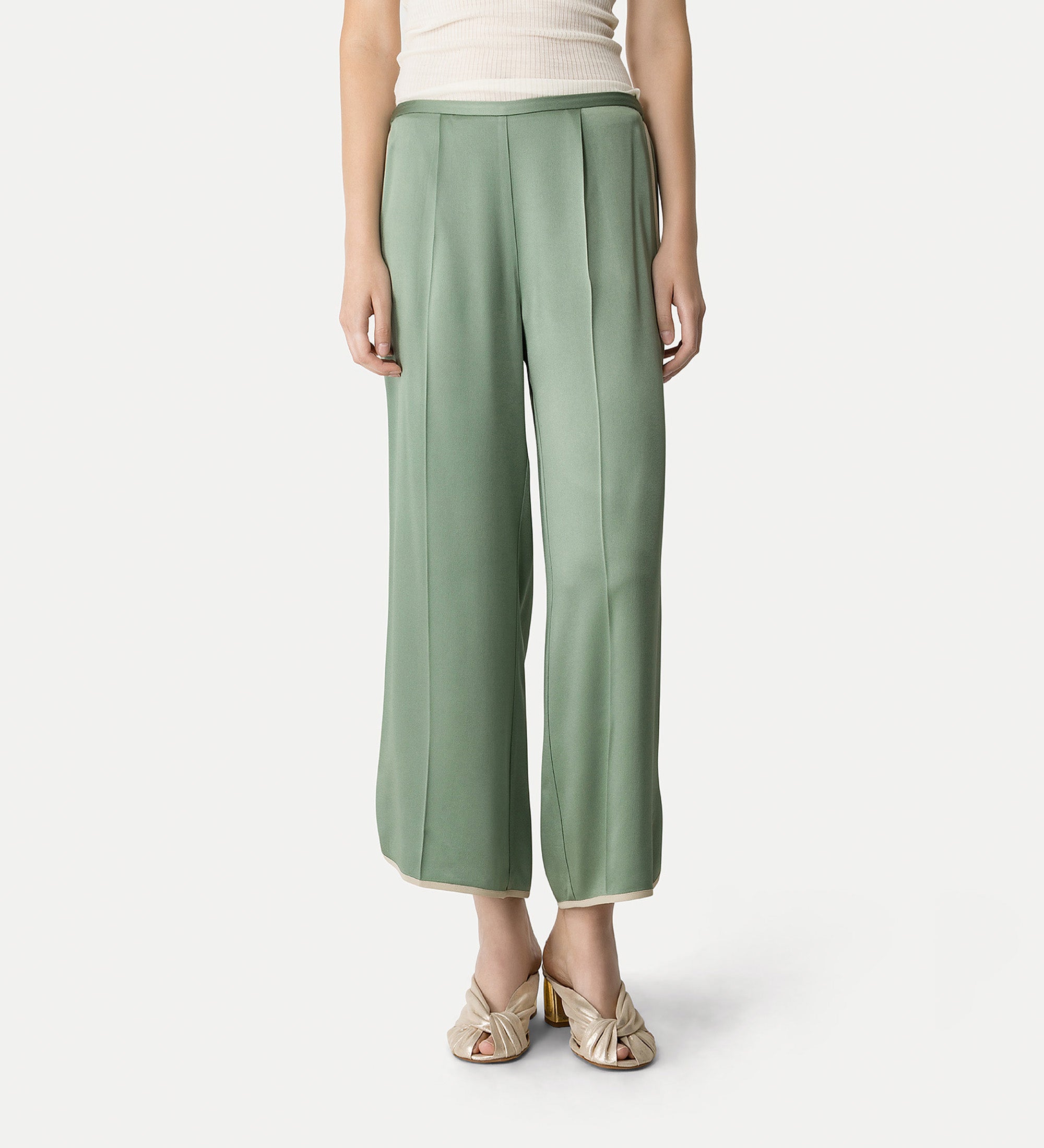trousers in envers satin ecru