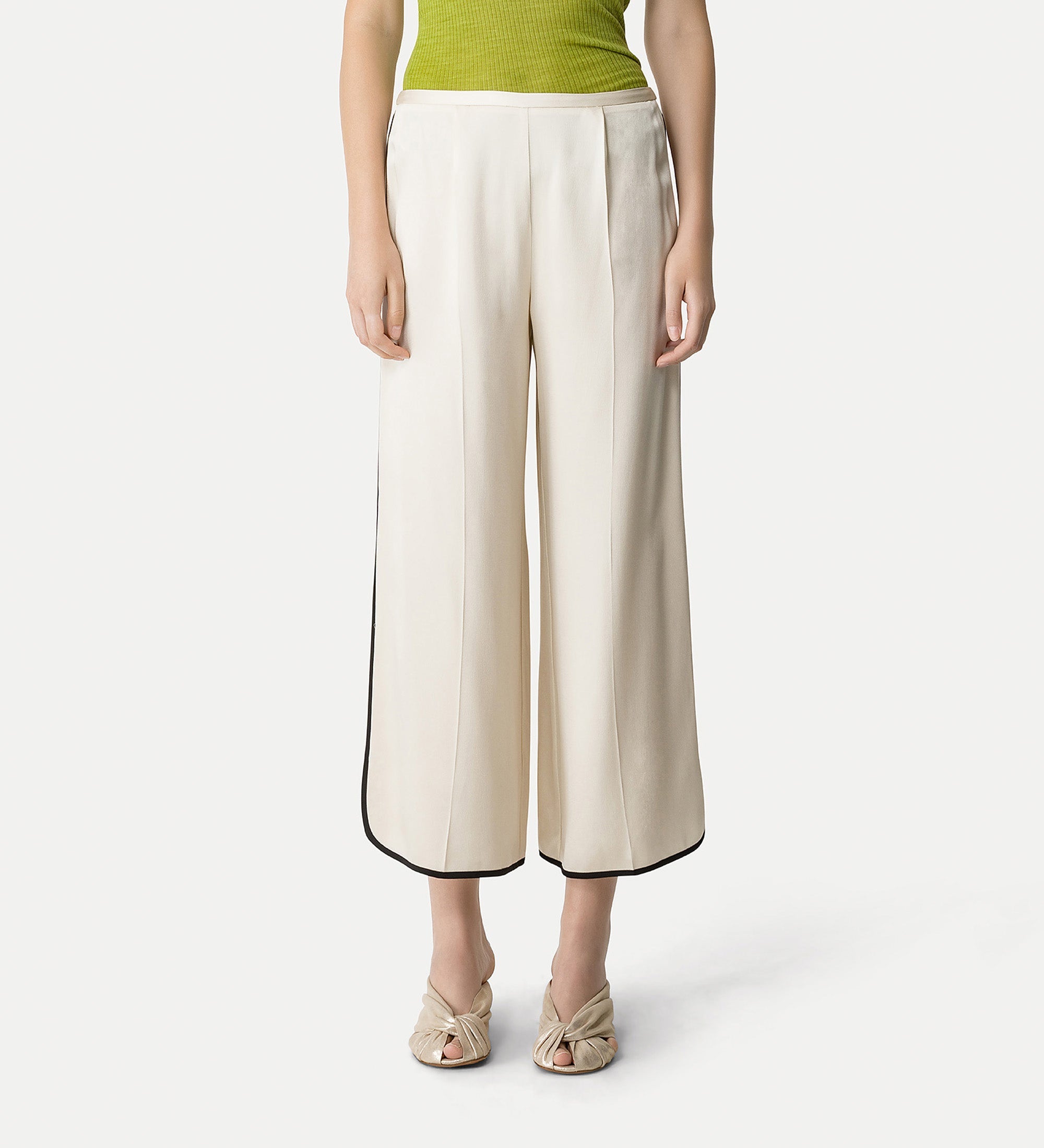 cropped trousers in envers satin white