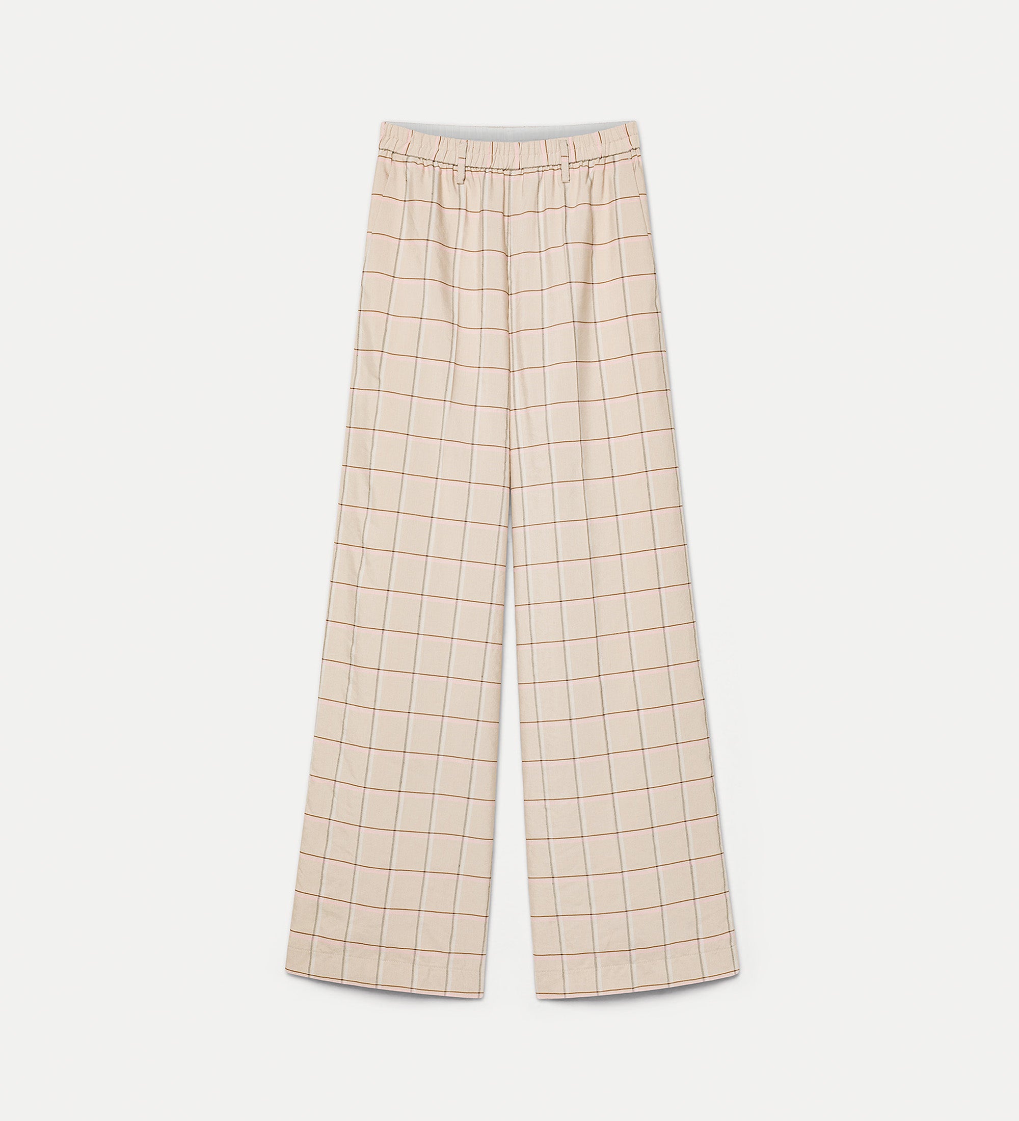 loose—fit tartan trousers pink