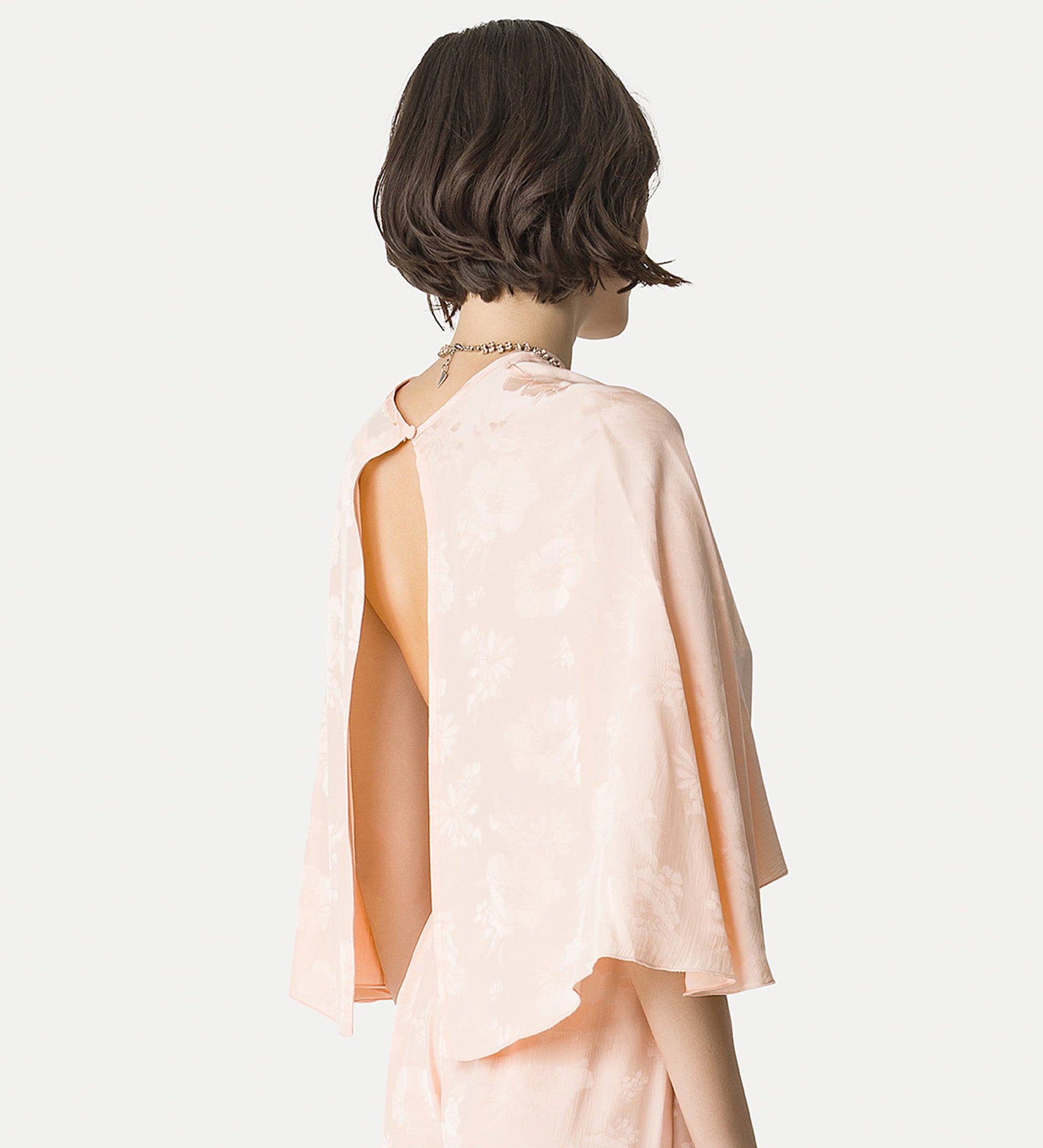 cape in jacquard bouquet pink