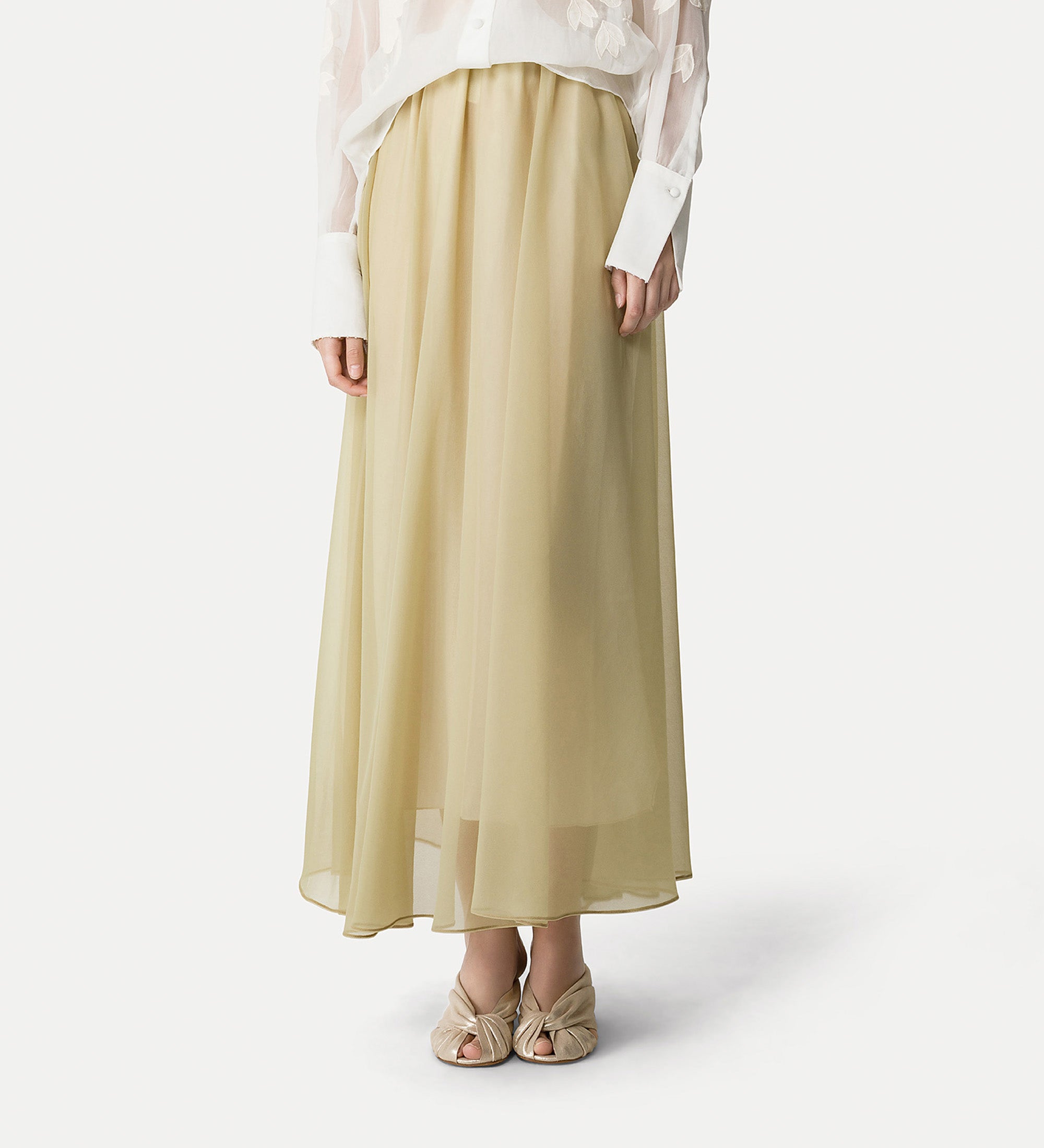 long chiffon skirt ecru